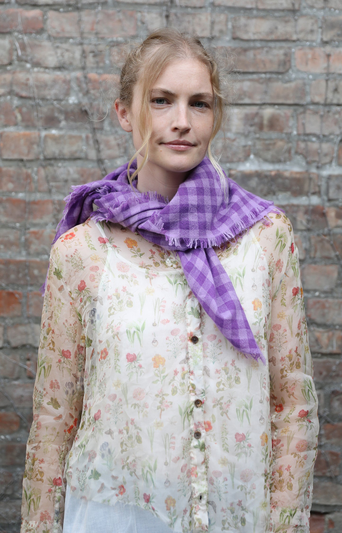 Purple & Lavender Check Cashmere Scarf