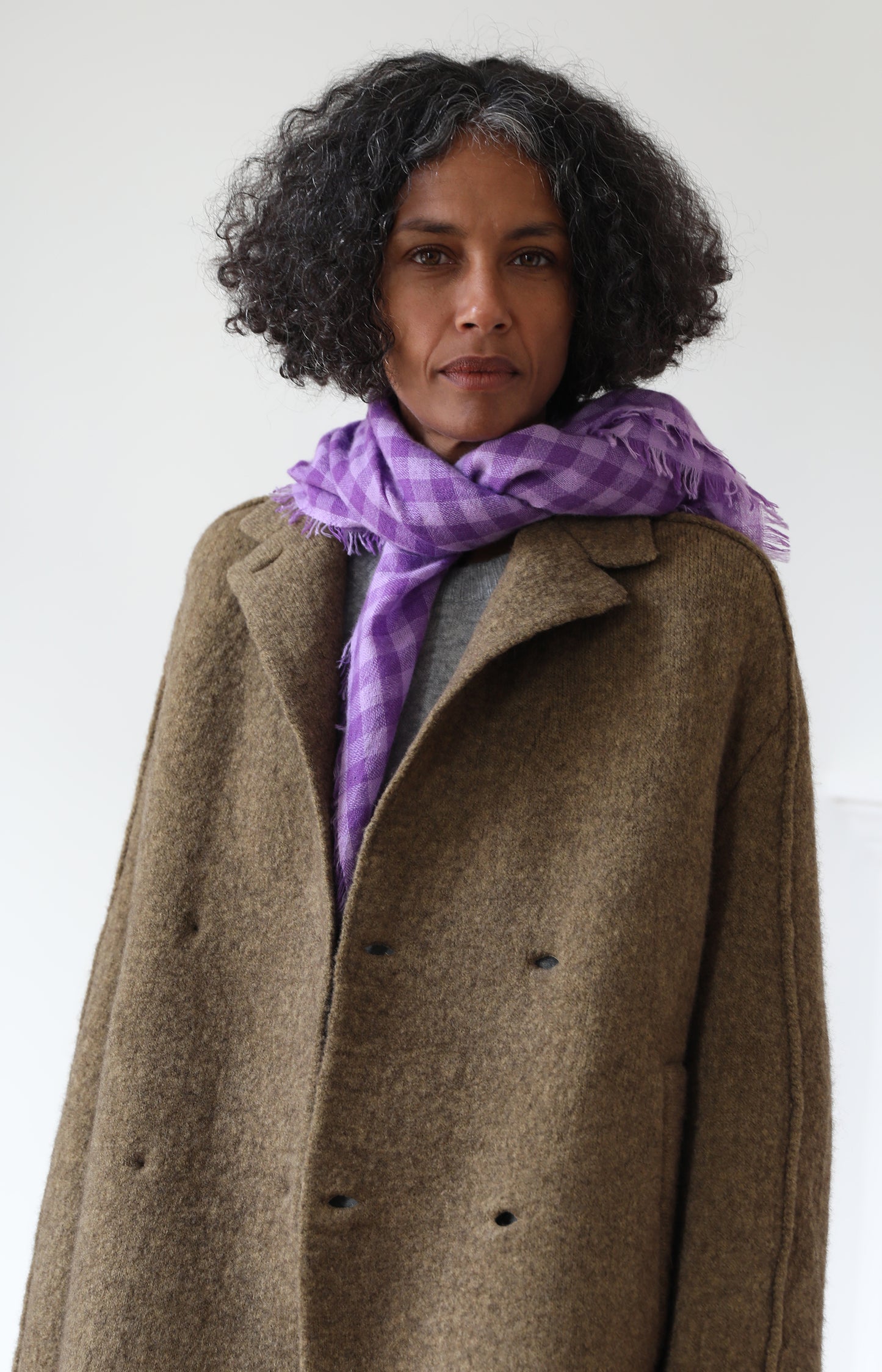 Purple & Lavender Check Cashmere Scarf