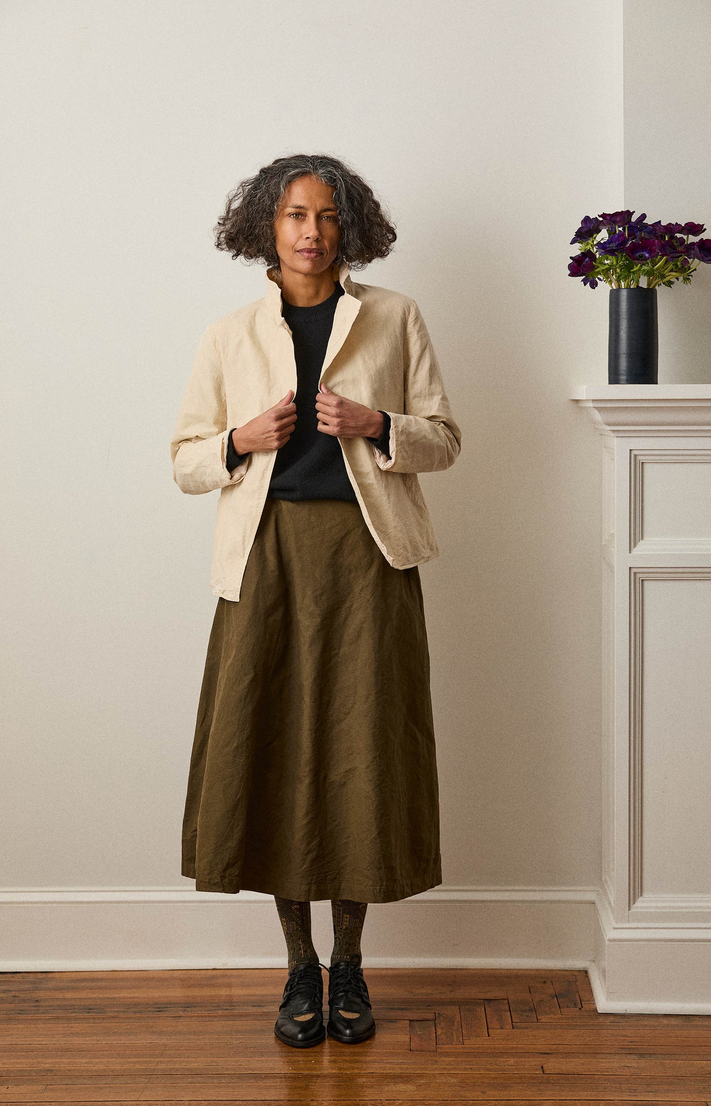Khaki Cotton Jeany Skirt