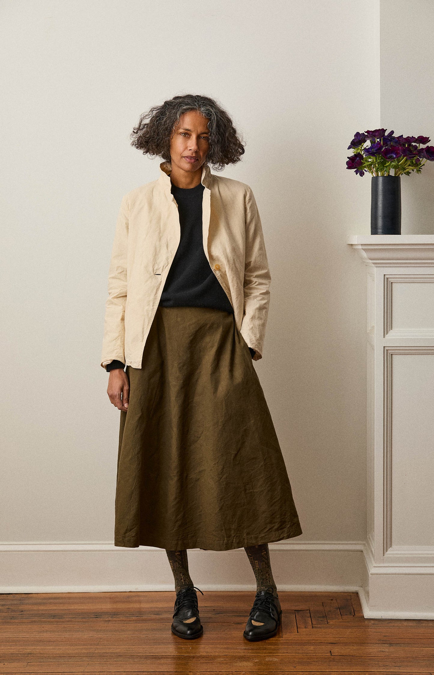 Khaki Cotton Jeany Skirt