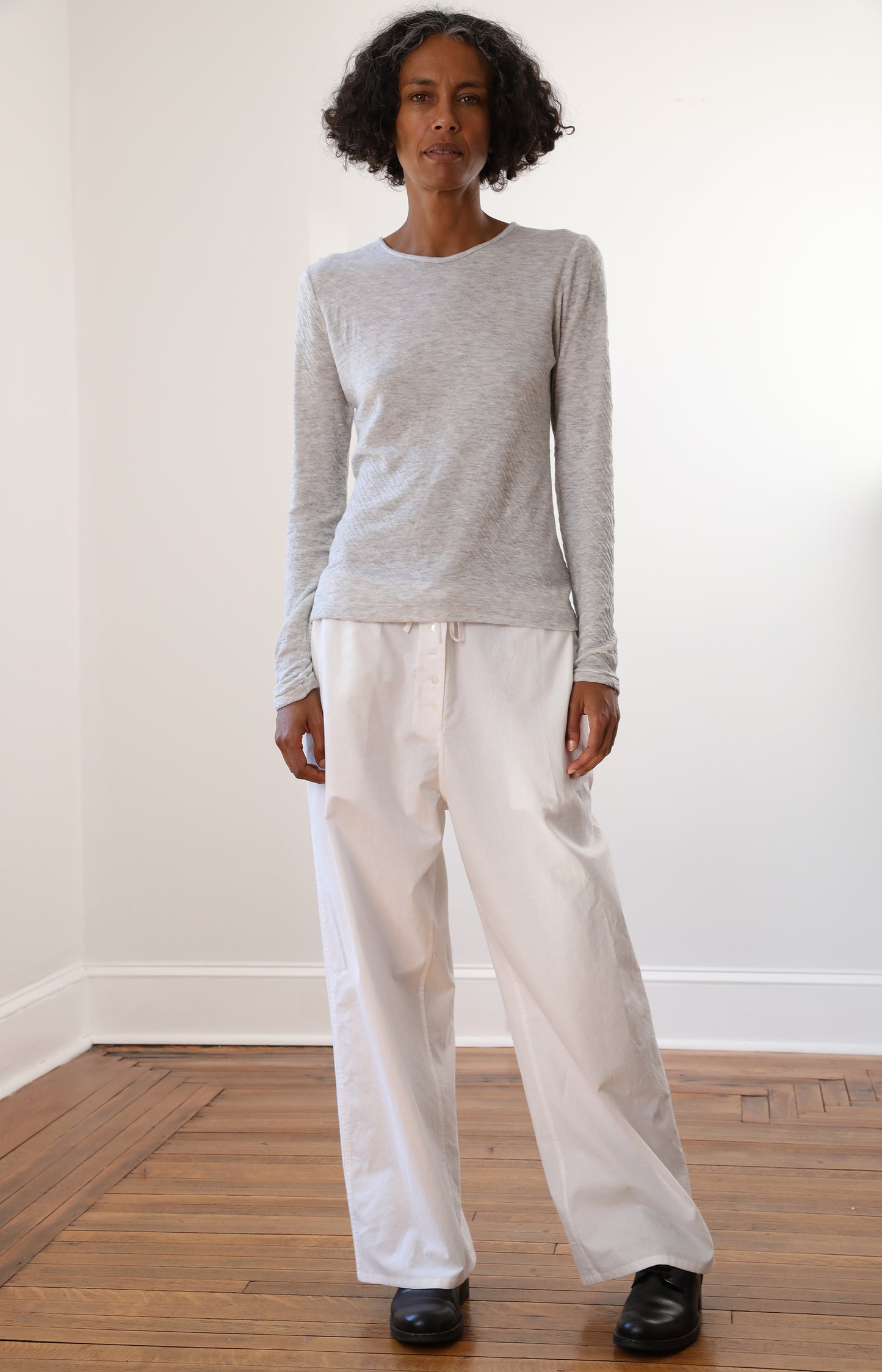 White Cotton Drawstring Pants