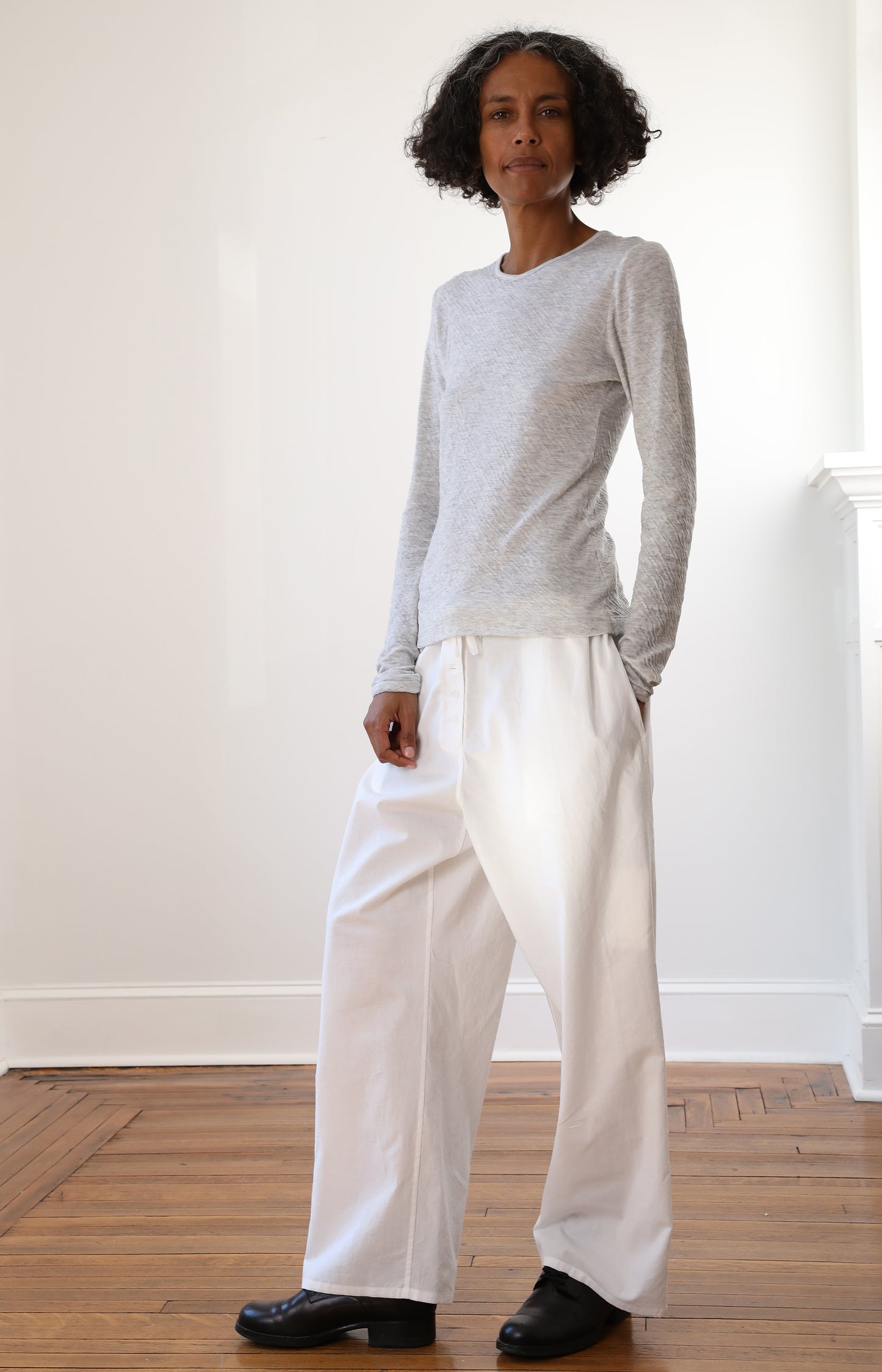 White Cotton Drawstring Pants