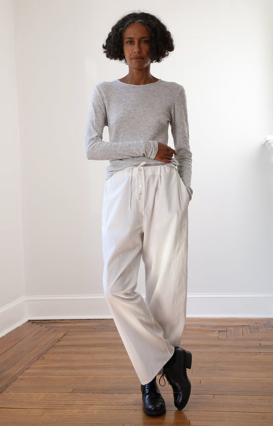 White Cotton Drawstring Pants