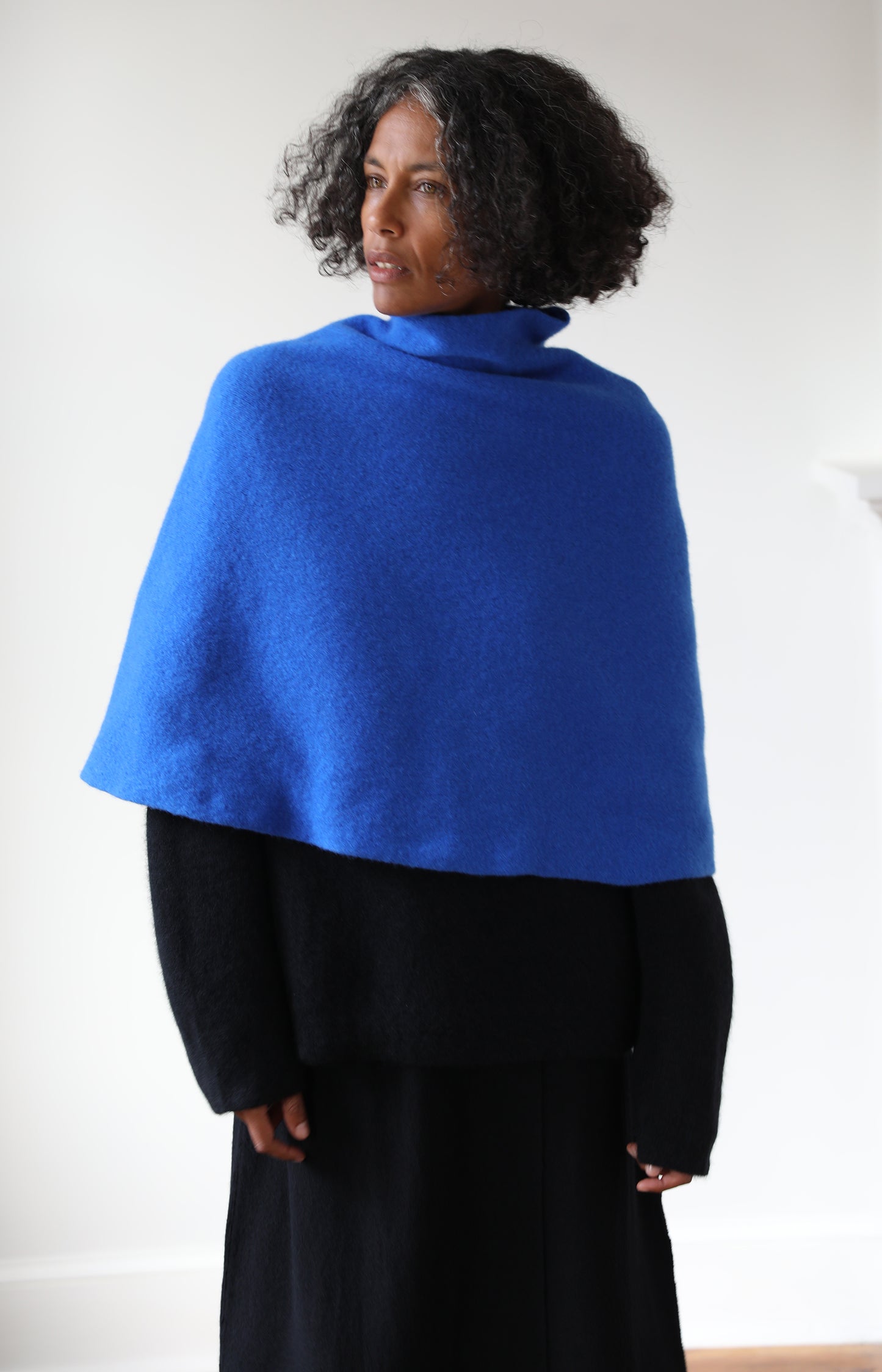 Blue Half Neck Poncho