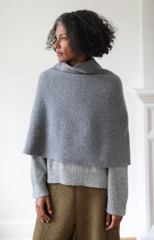 Grey Half Neck Poncho