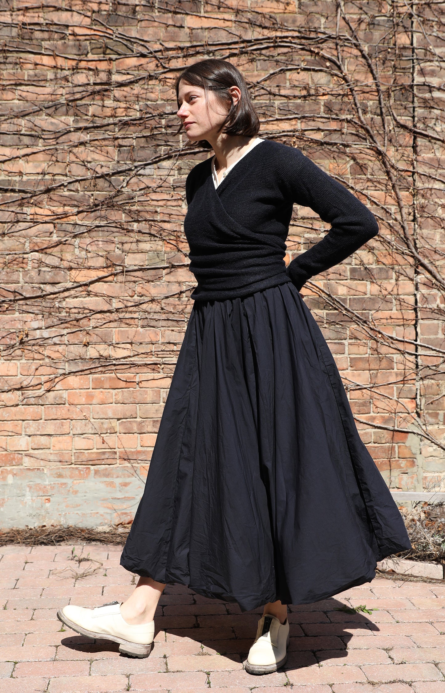 Navy Calla Cotton Skirt