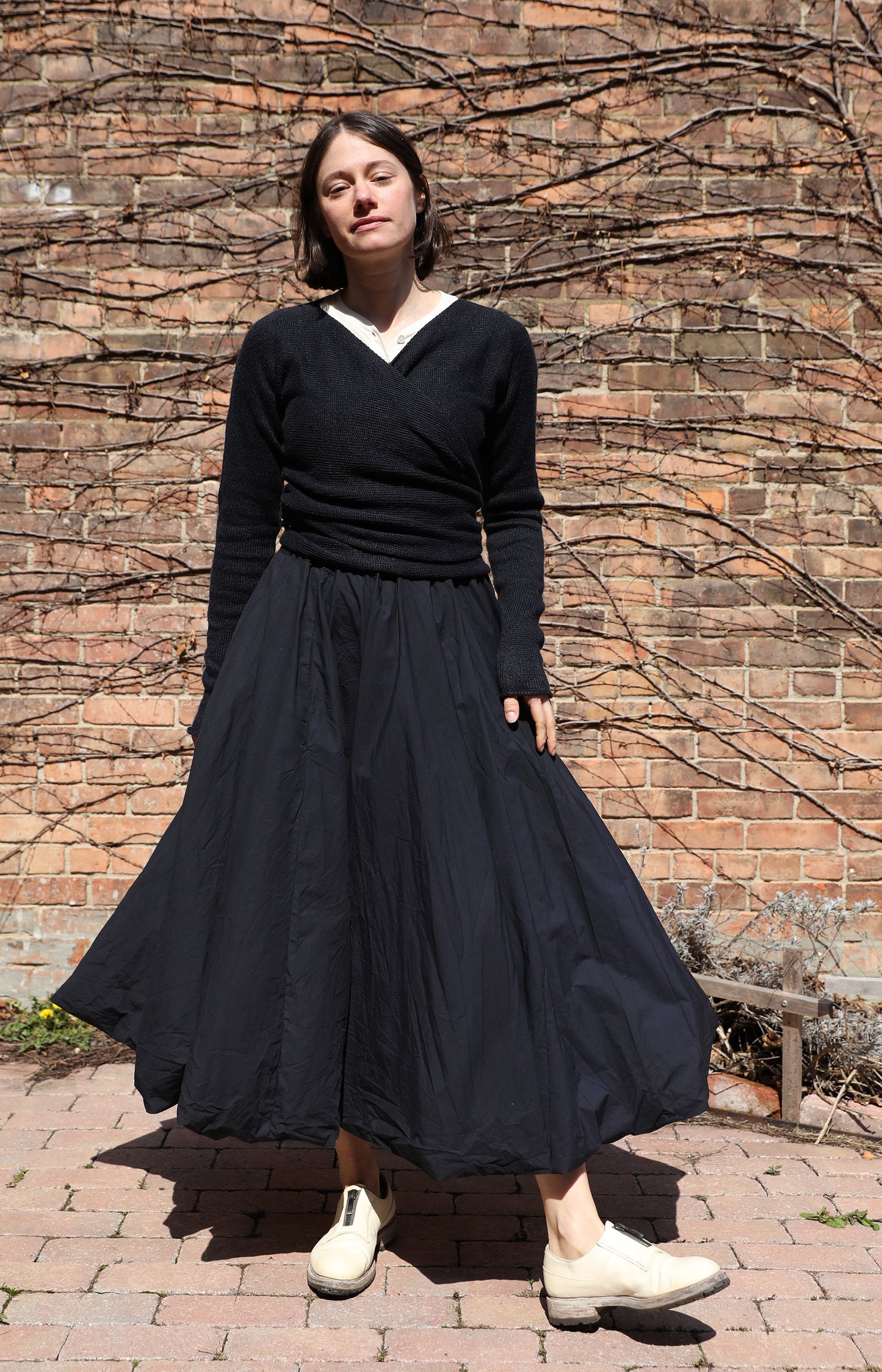 Navy Calla Cotton Skirt