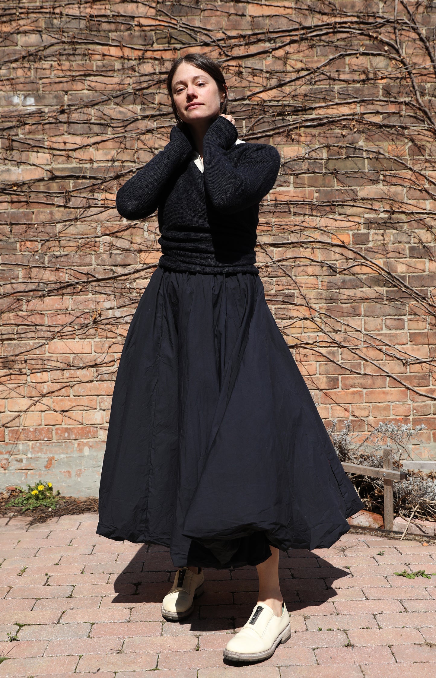 Navy Calla Cotton Skirt