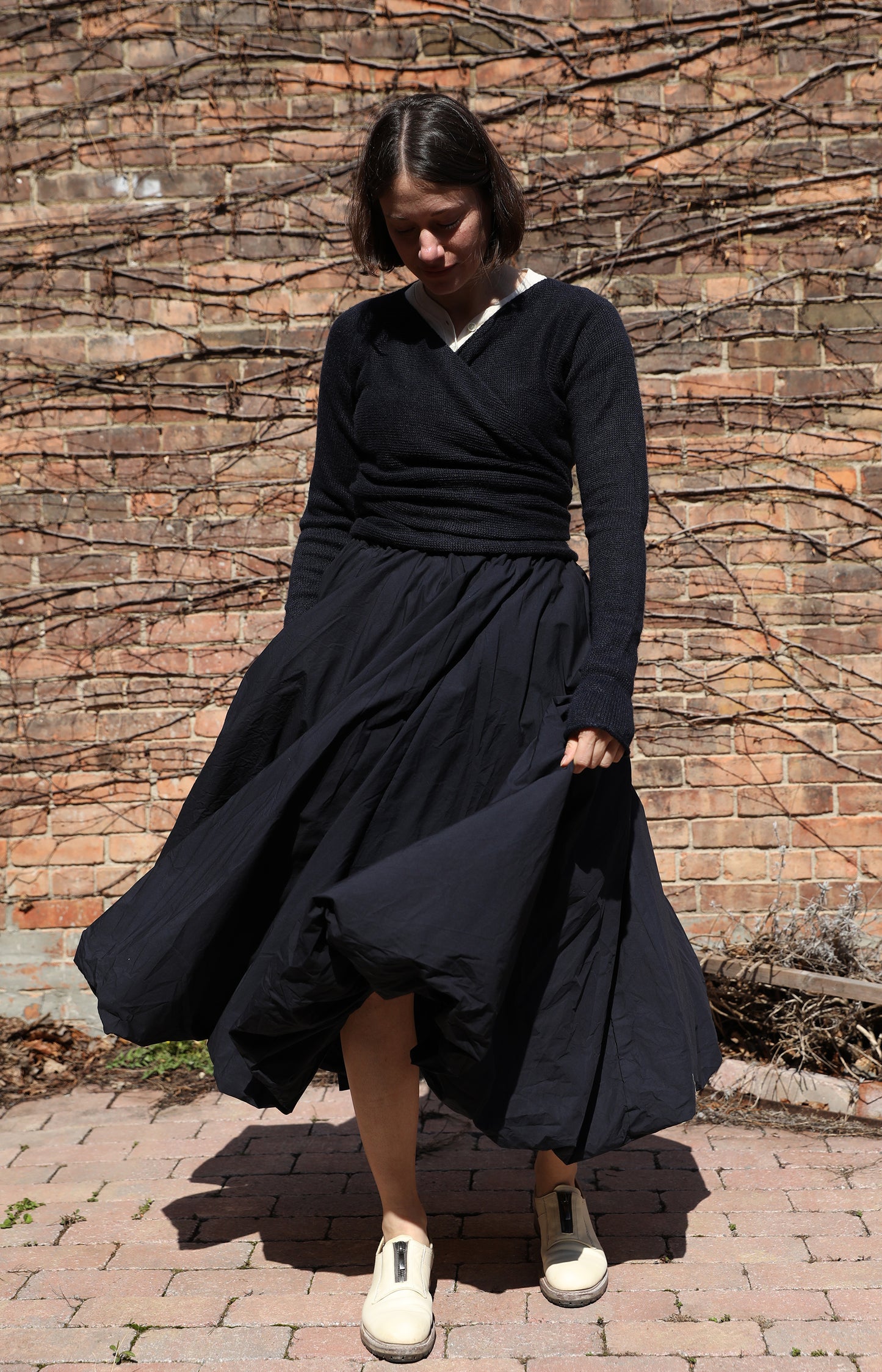 Navy Calla Cotton Skirt