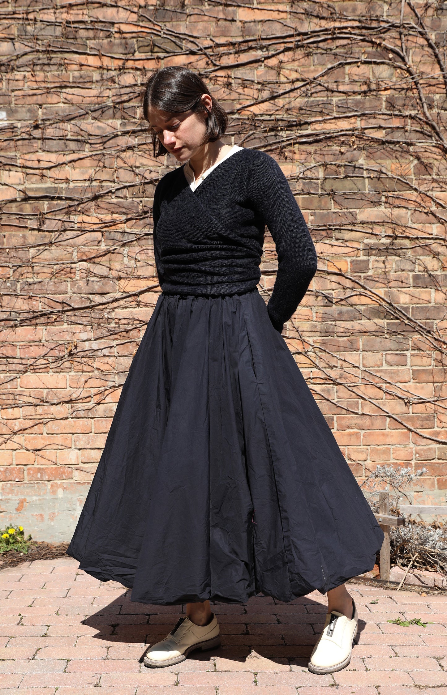 Navy Calla Cotton Skirt