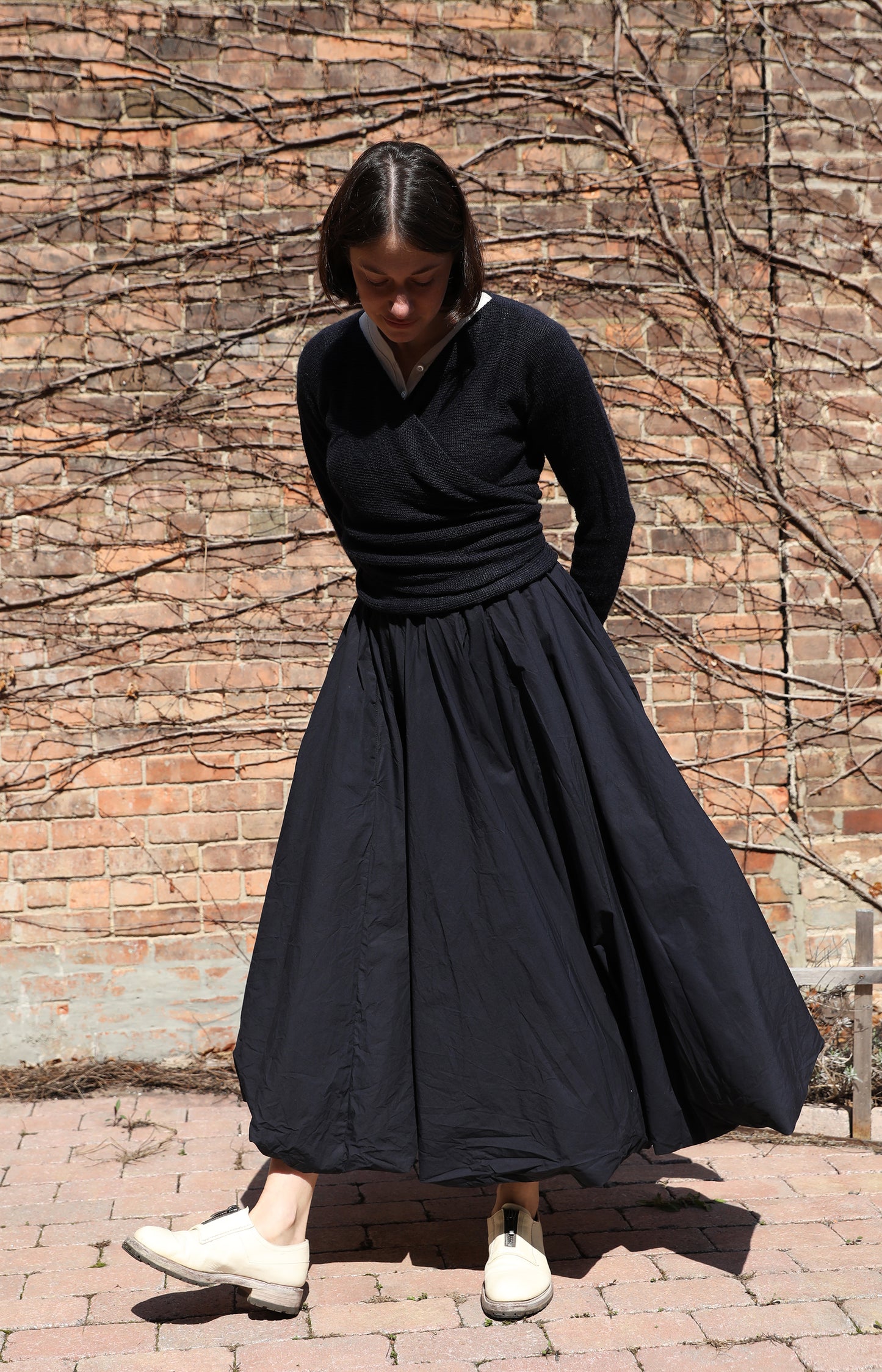 Navy Calla Cotton Skirt