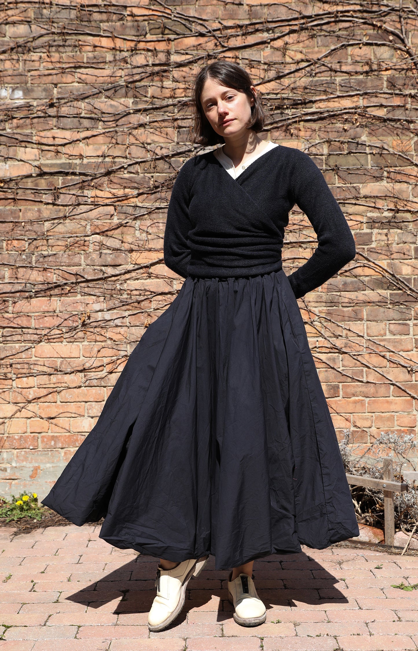 Navy Calla Cotton Skirt