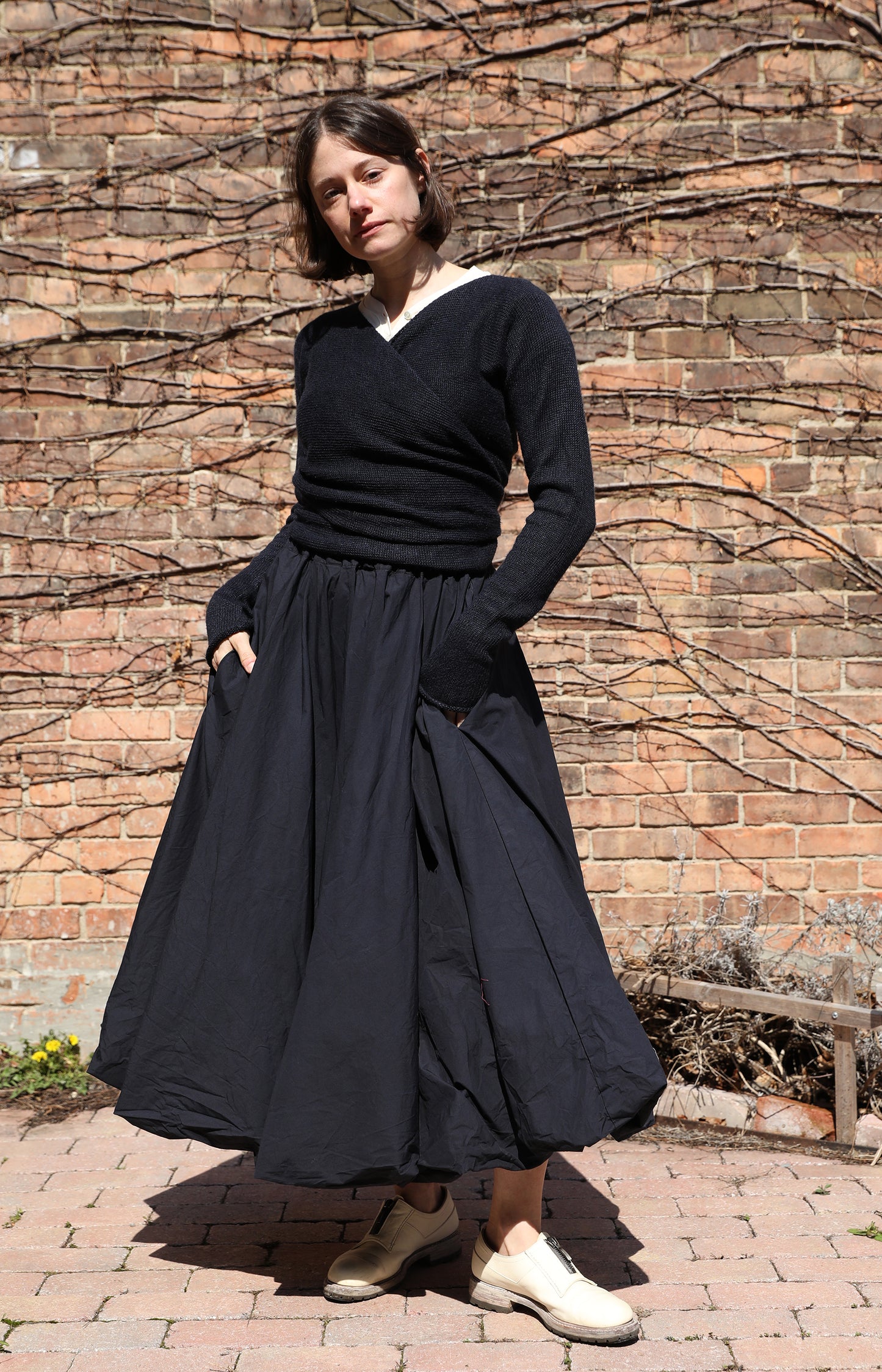 Navy Calla Cotton Skirt
