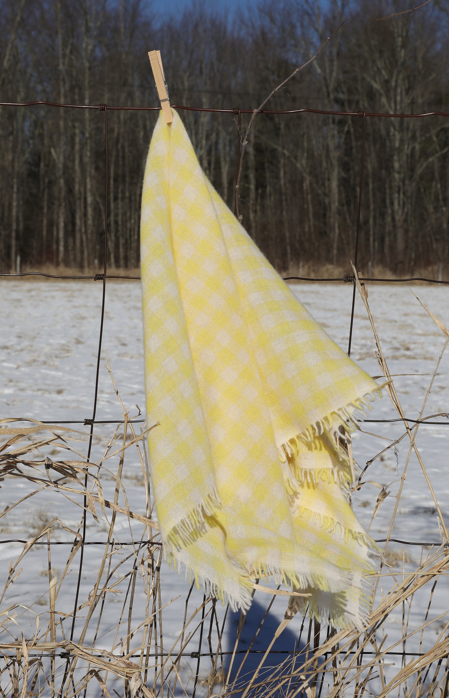 Yellow & Ivory Check Cashmere Scarf