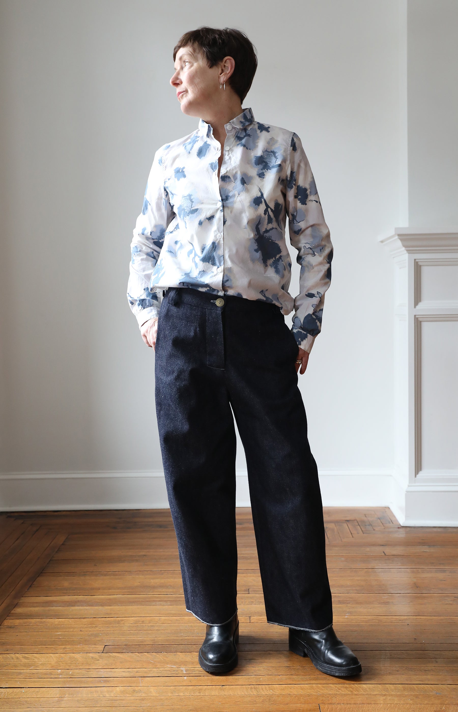 美品 MARIA TURRI 22-23AW ストライプシャンブレーシャツ 44 美品
