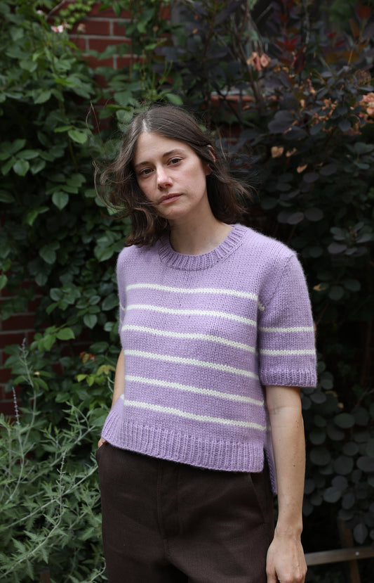 Lilac & Ivory Charlotte Striped Cashmere Tee