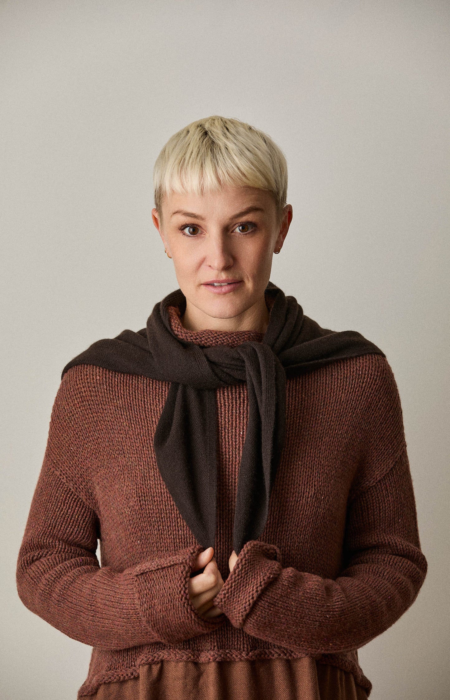 Dark Brown Cashmere Triangle Scarf