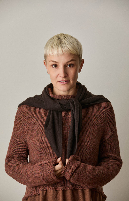 Dark Brown Cashmere Triangle Scarf