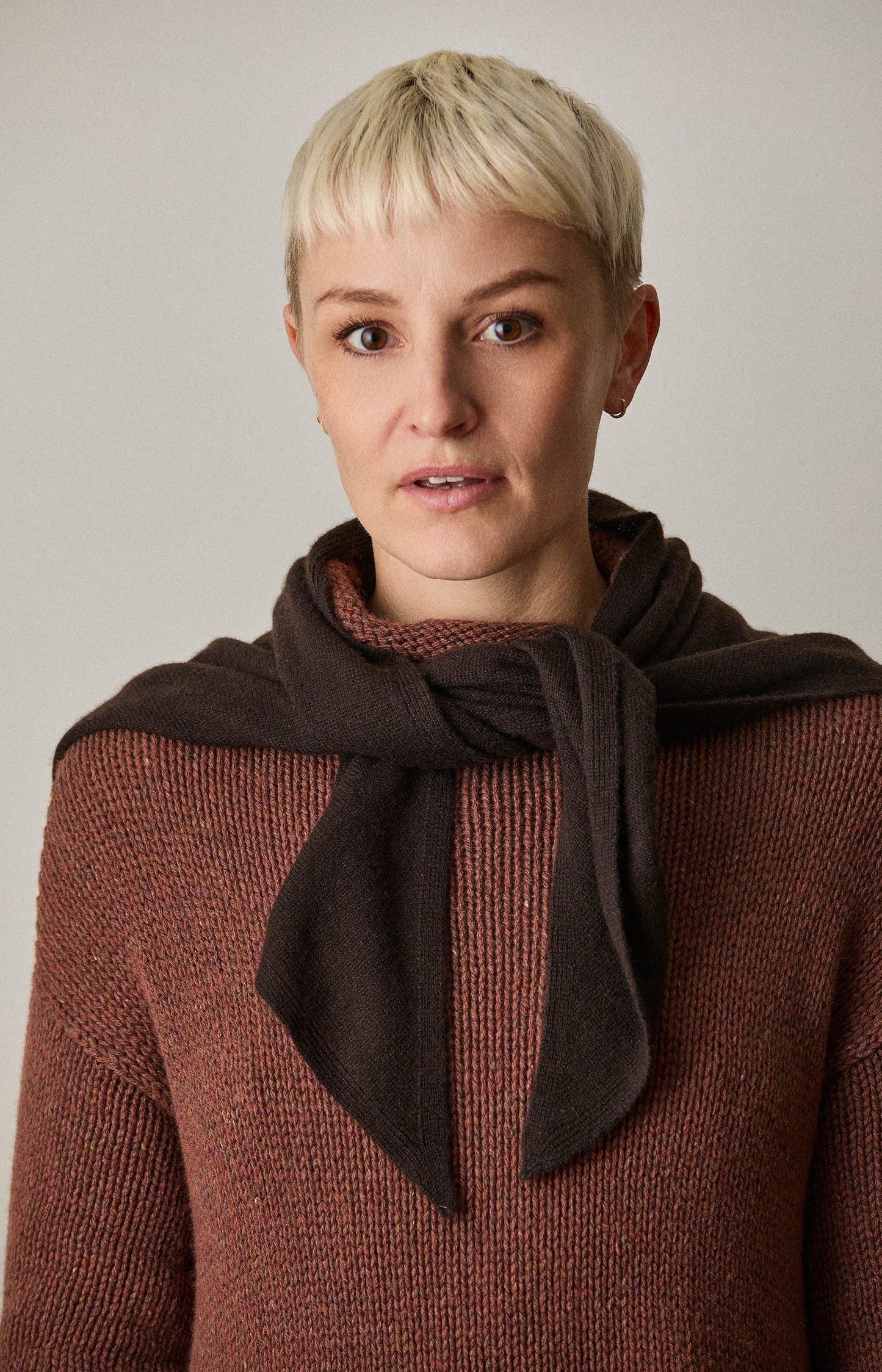 Dark Brown Cashmere Triangle Scarf