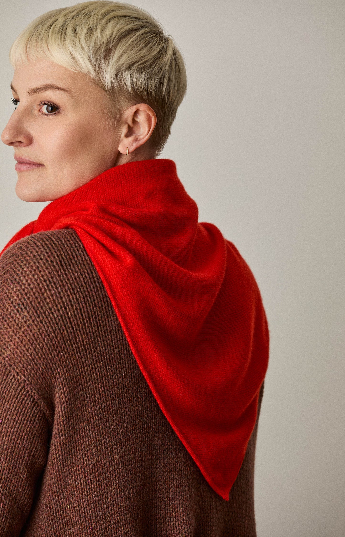 Red Cashmere Triangle Scarf