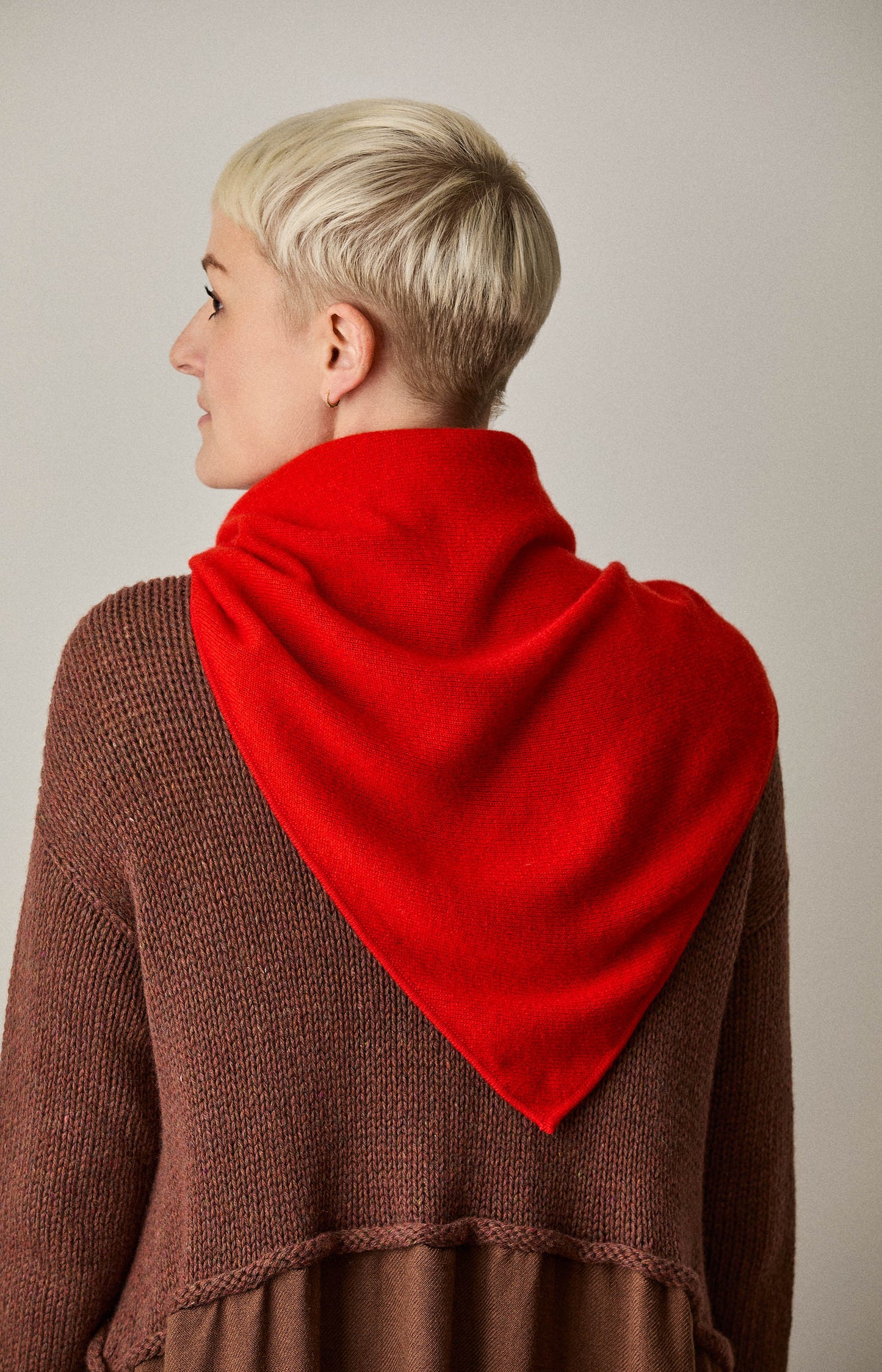 Red Cashmere Triangle Scarf
