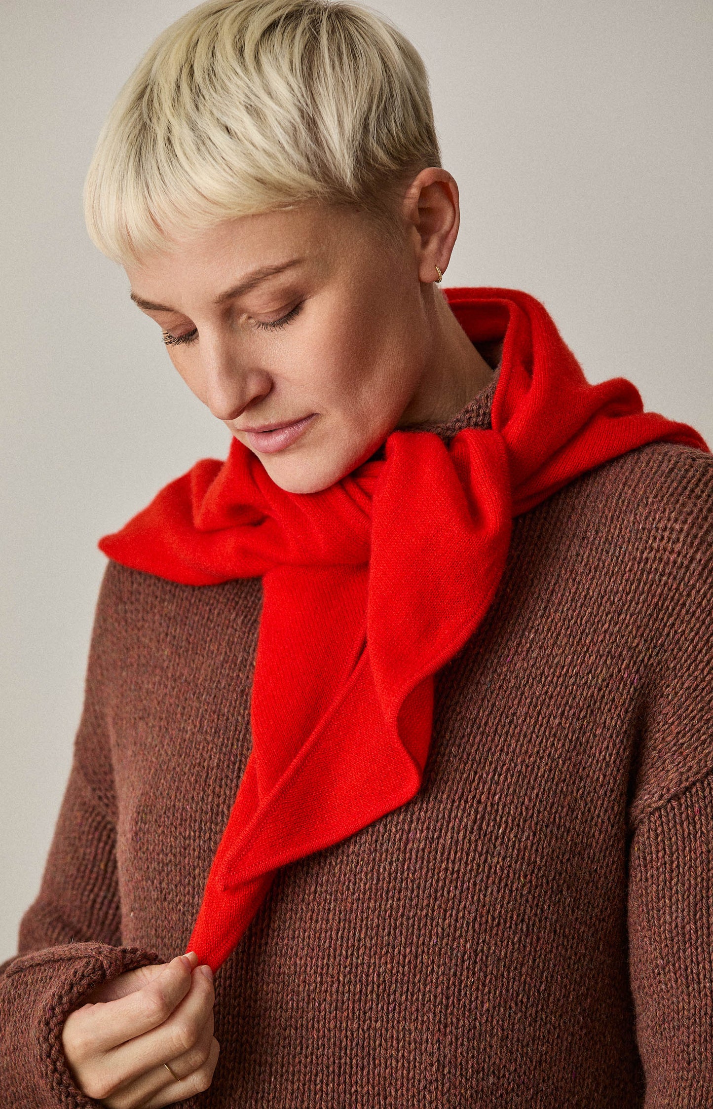 Red Cashmere Triangle Scarf