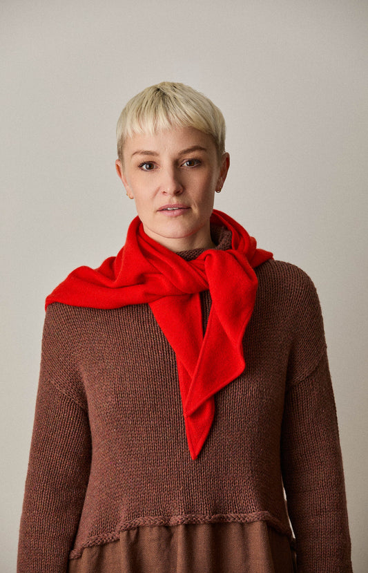 Red Cashmere Triangle Scarf