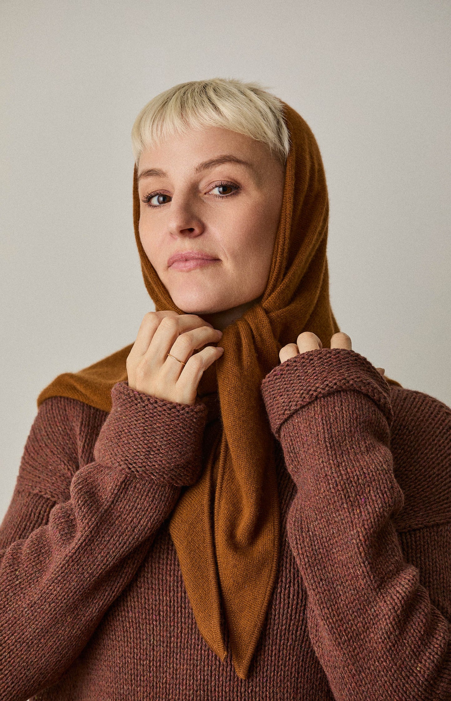 Rust Cashmere Triangle Scarf
