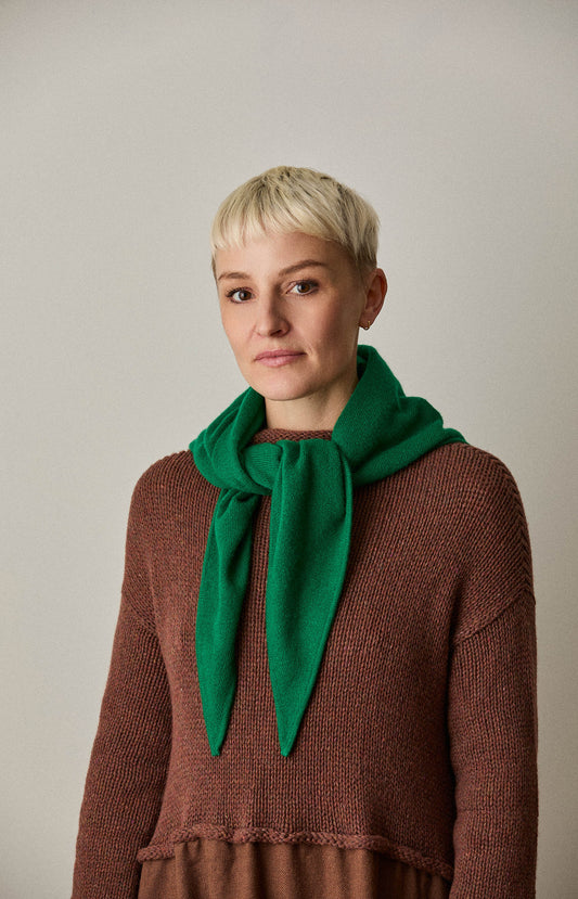 Green Cashmere Triangle Scarf