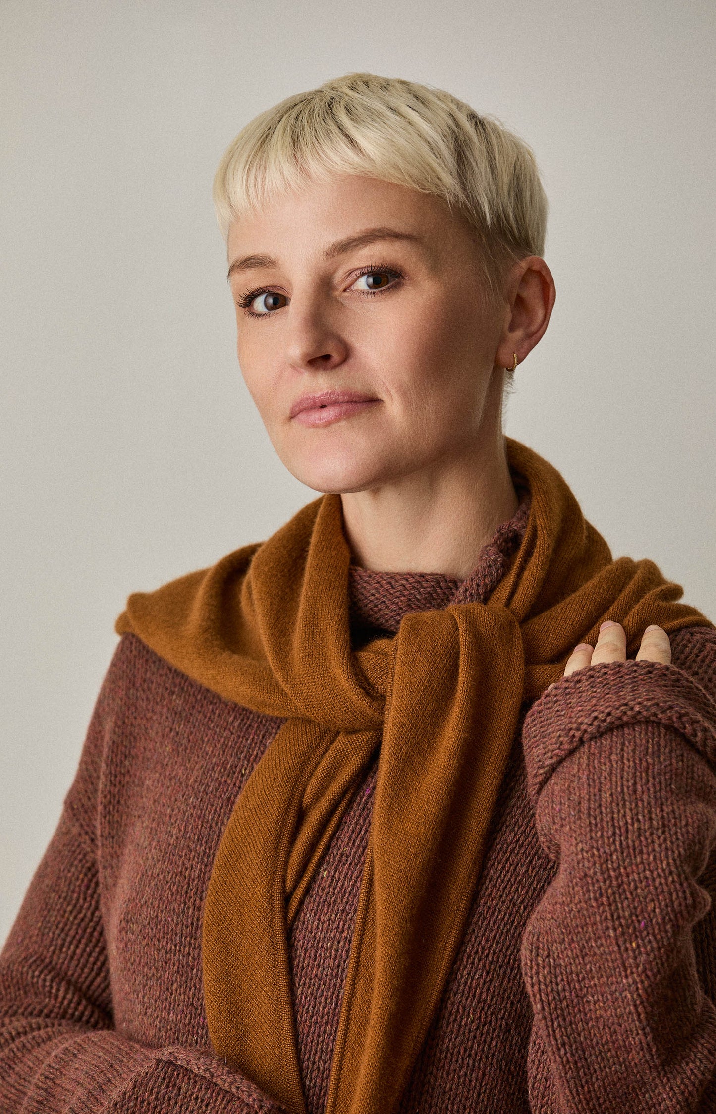 Rust Cashmere Triangle Scarf