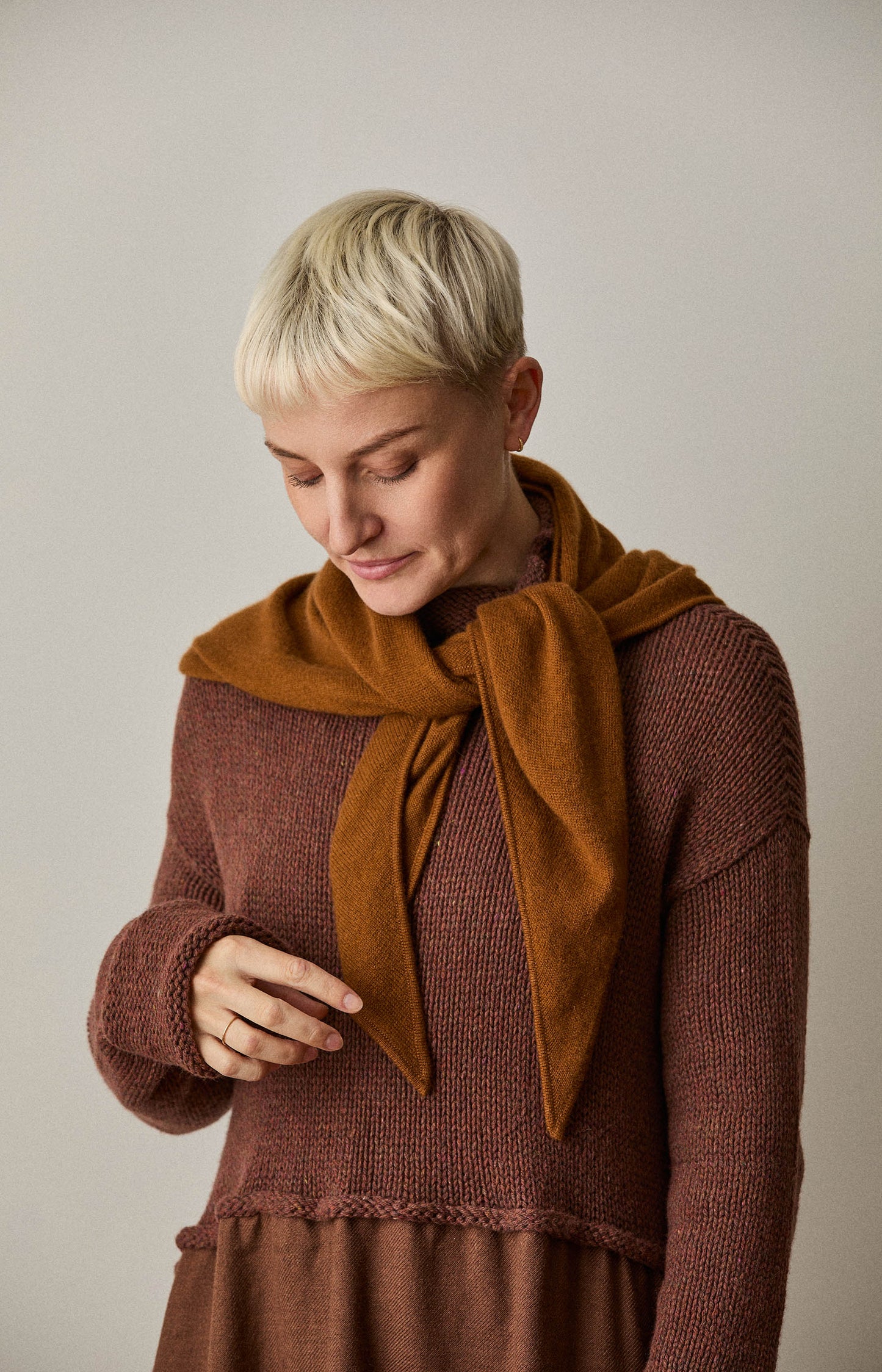 Rust Cashmere Triangle Scarf