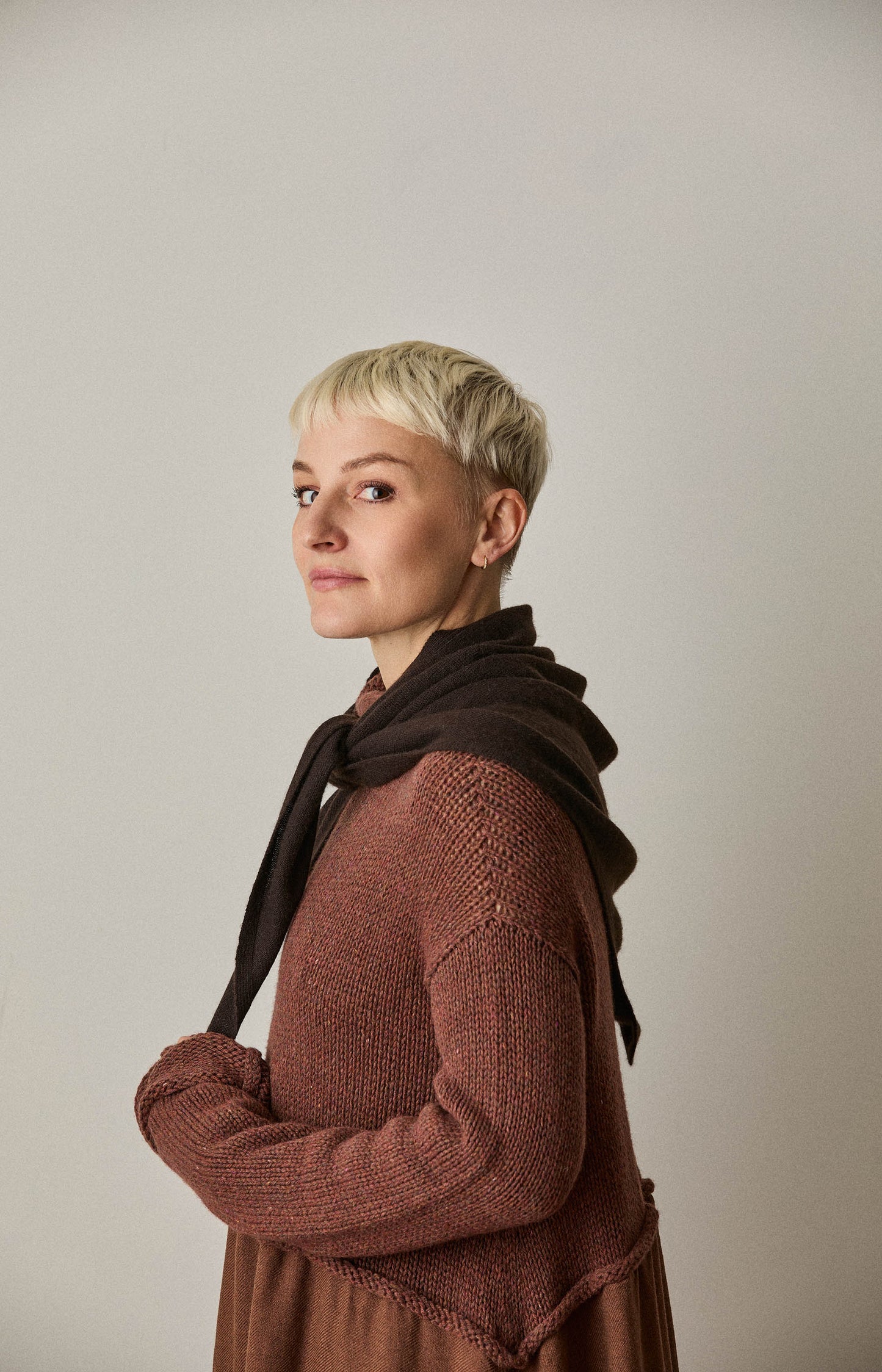 Dark Brown Cashmere Triangle Scarf