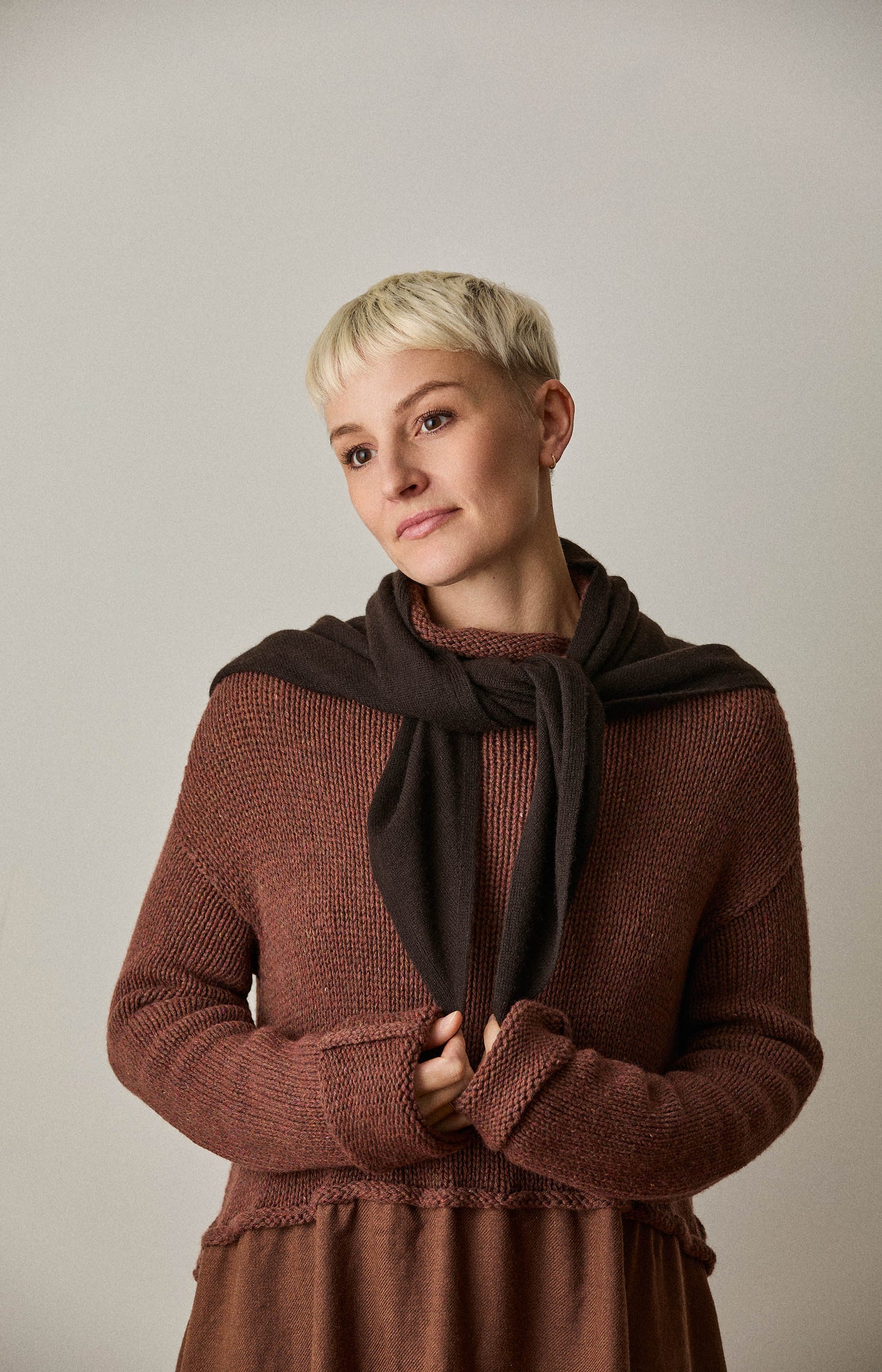 Dark Brown Cashmere Triangle Scarf