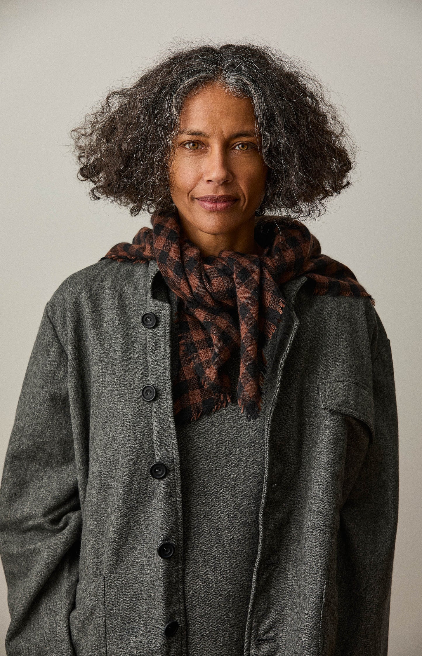 Black & Spice Check Cashmere Scarf