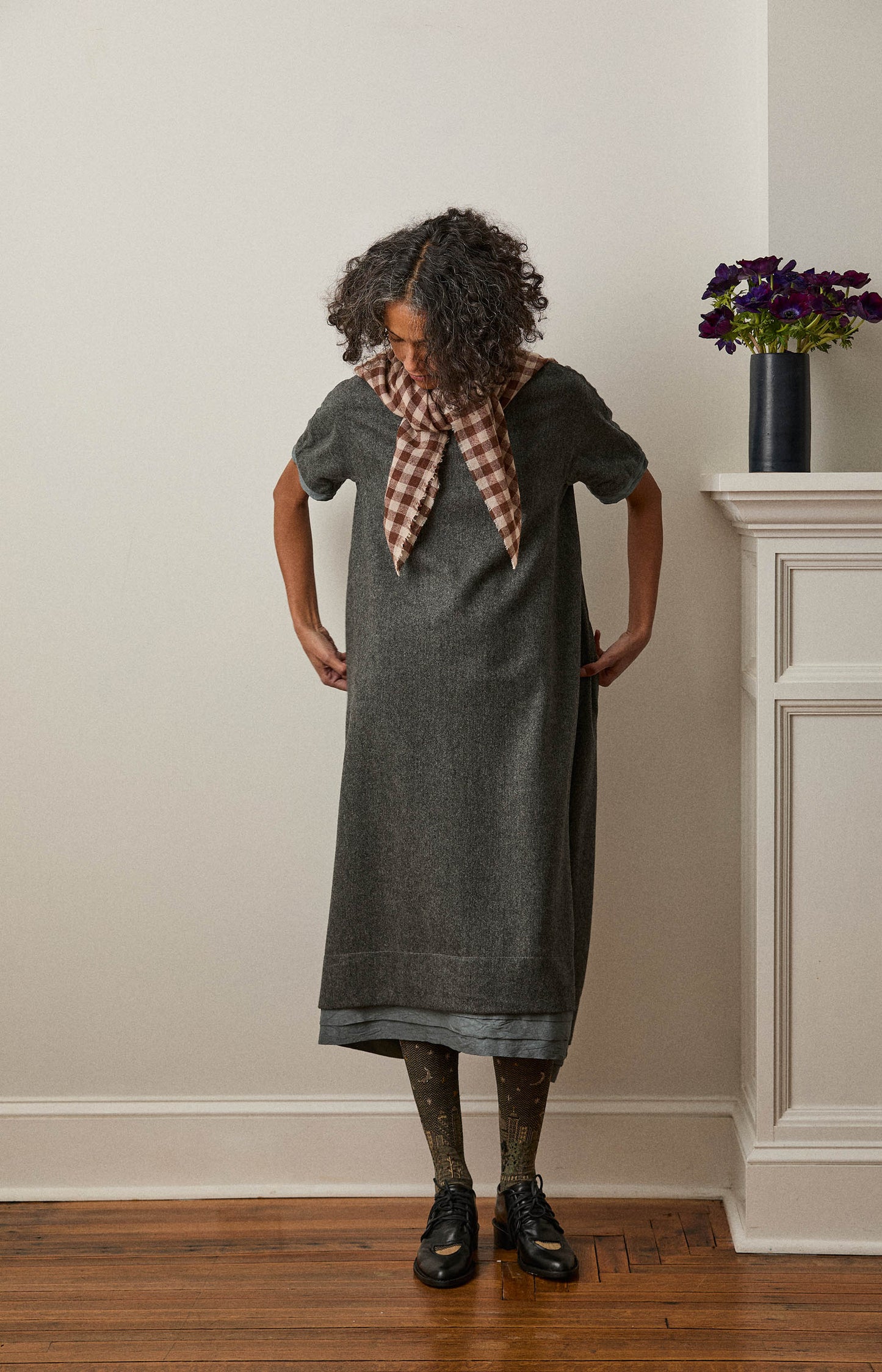 Brown & Ivory Check Cashmere Scarf