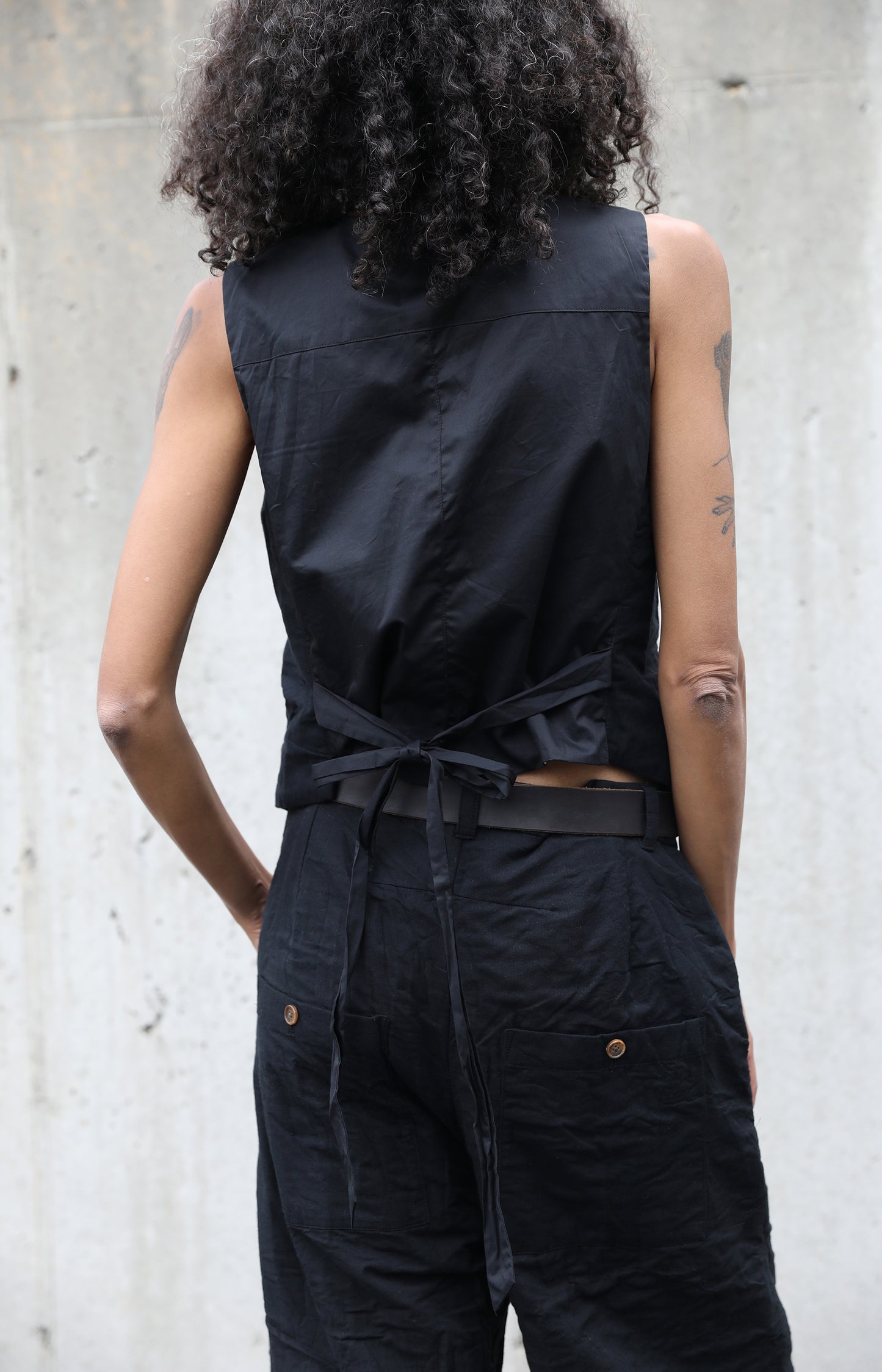 Black Cotton Summer Pants