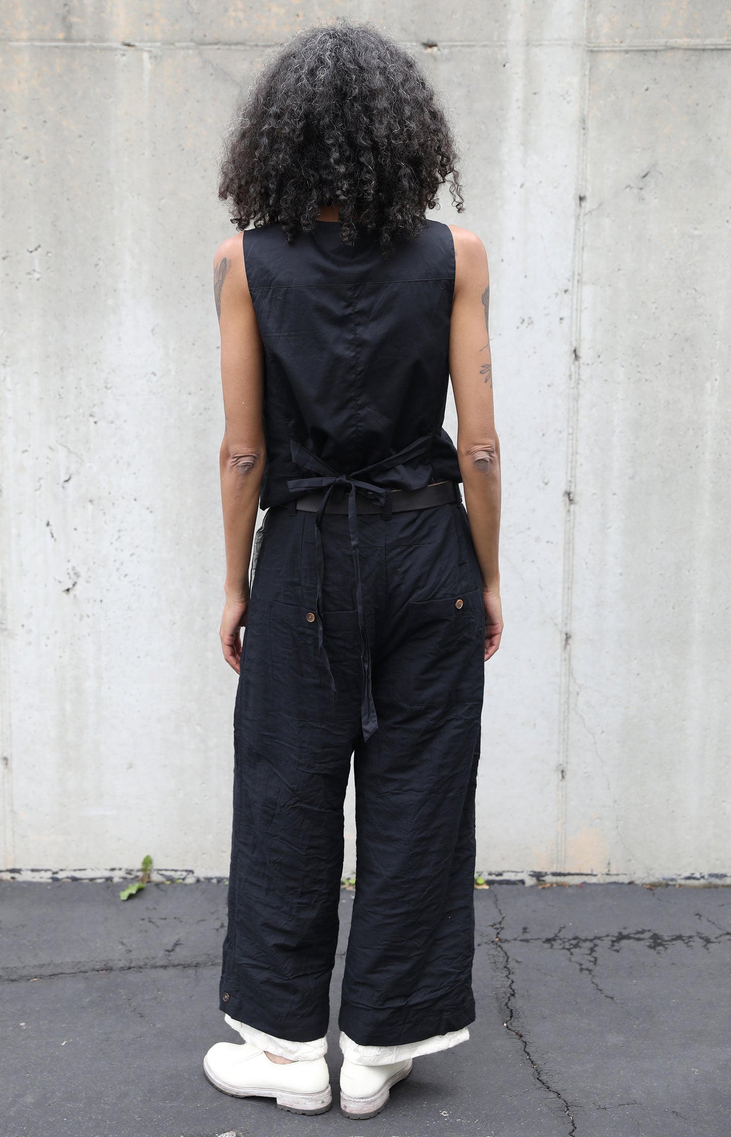 Black Cotton Summer Pants