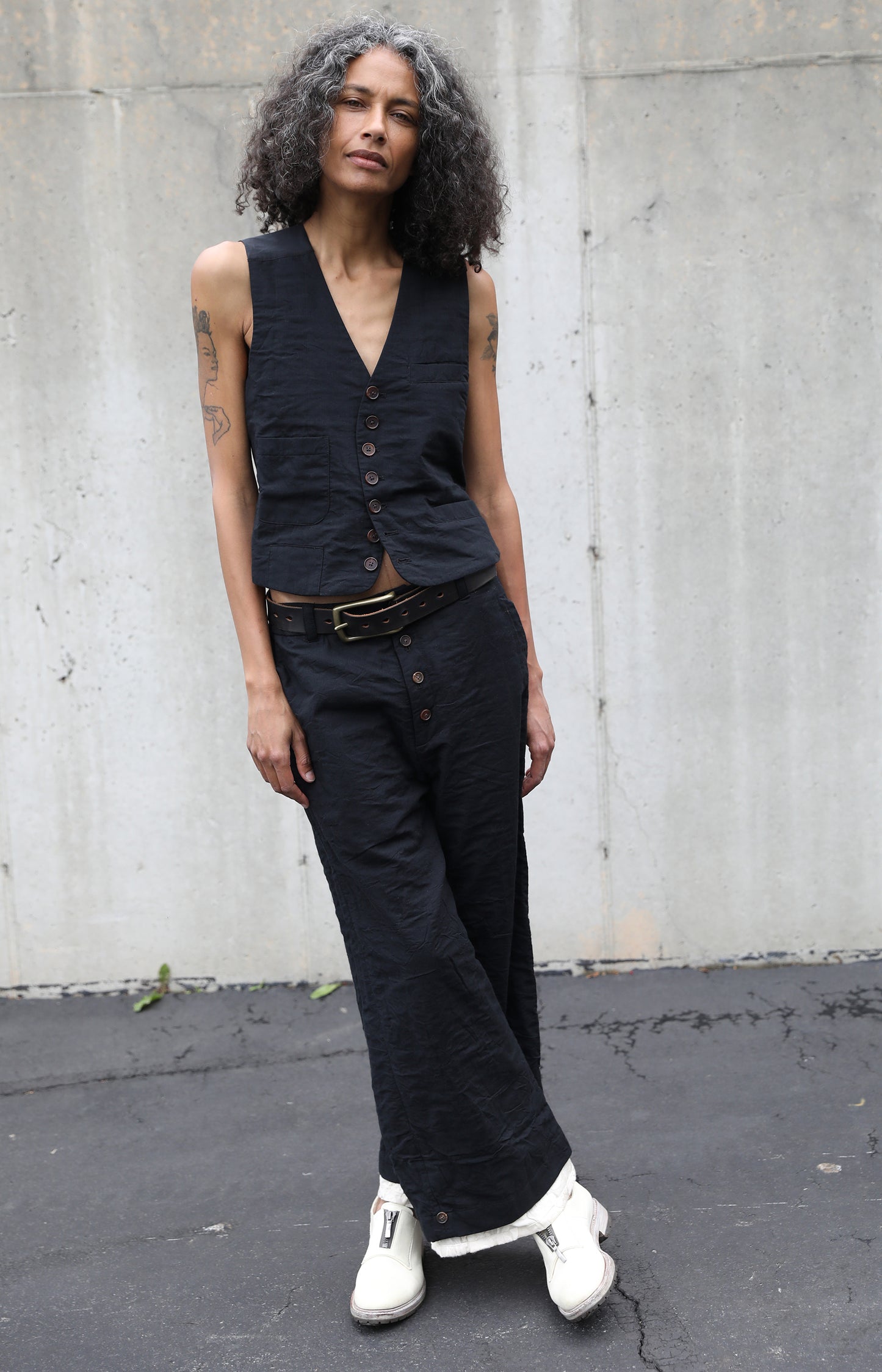 Black Cotton Summer Pants