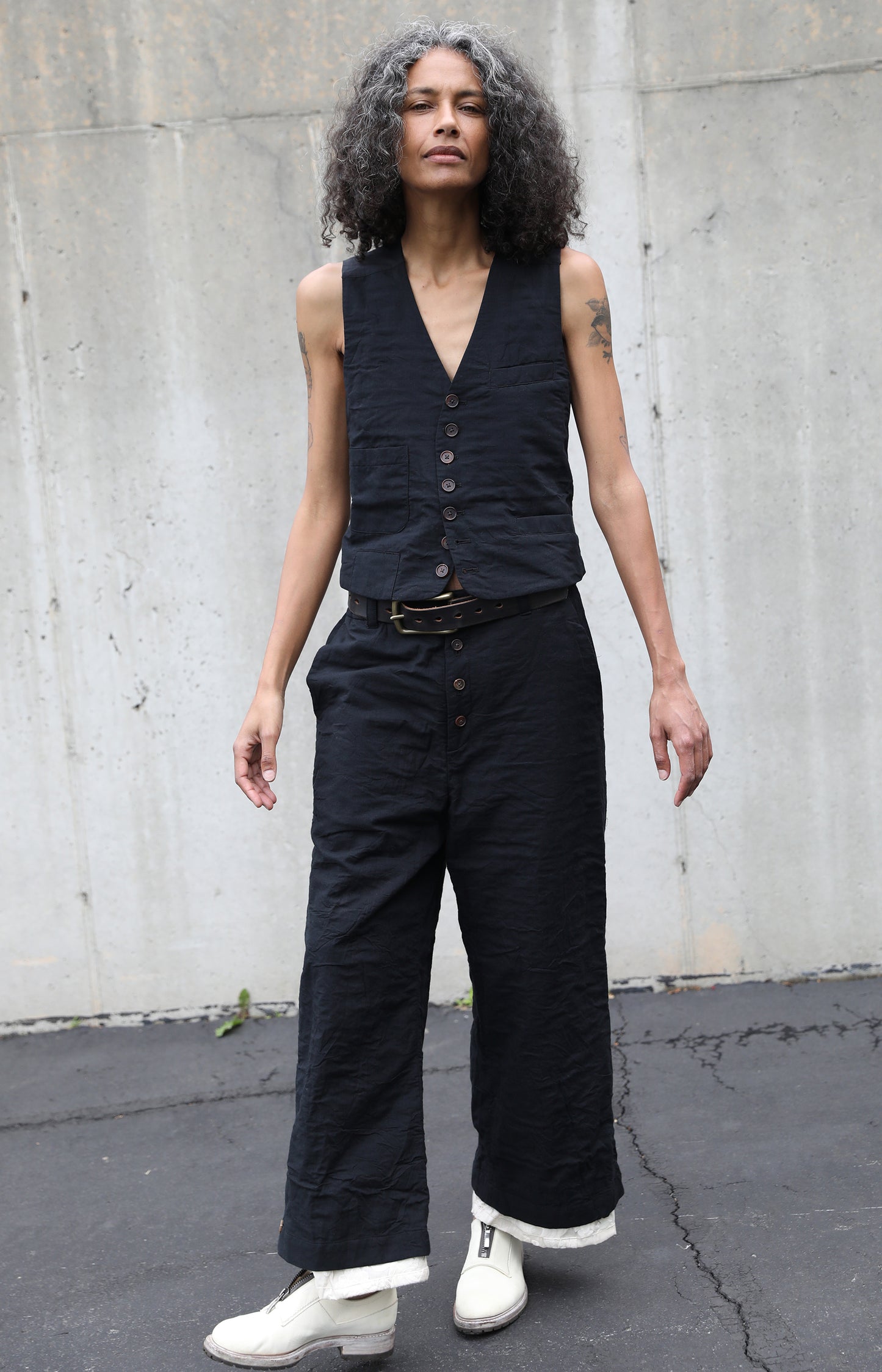 Black Cotton Summer Pants