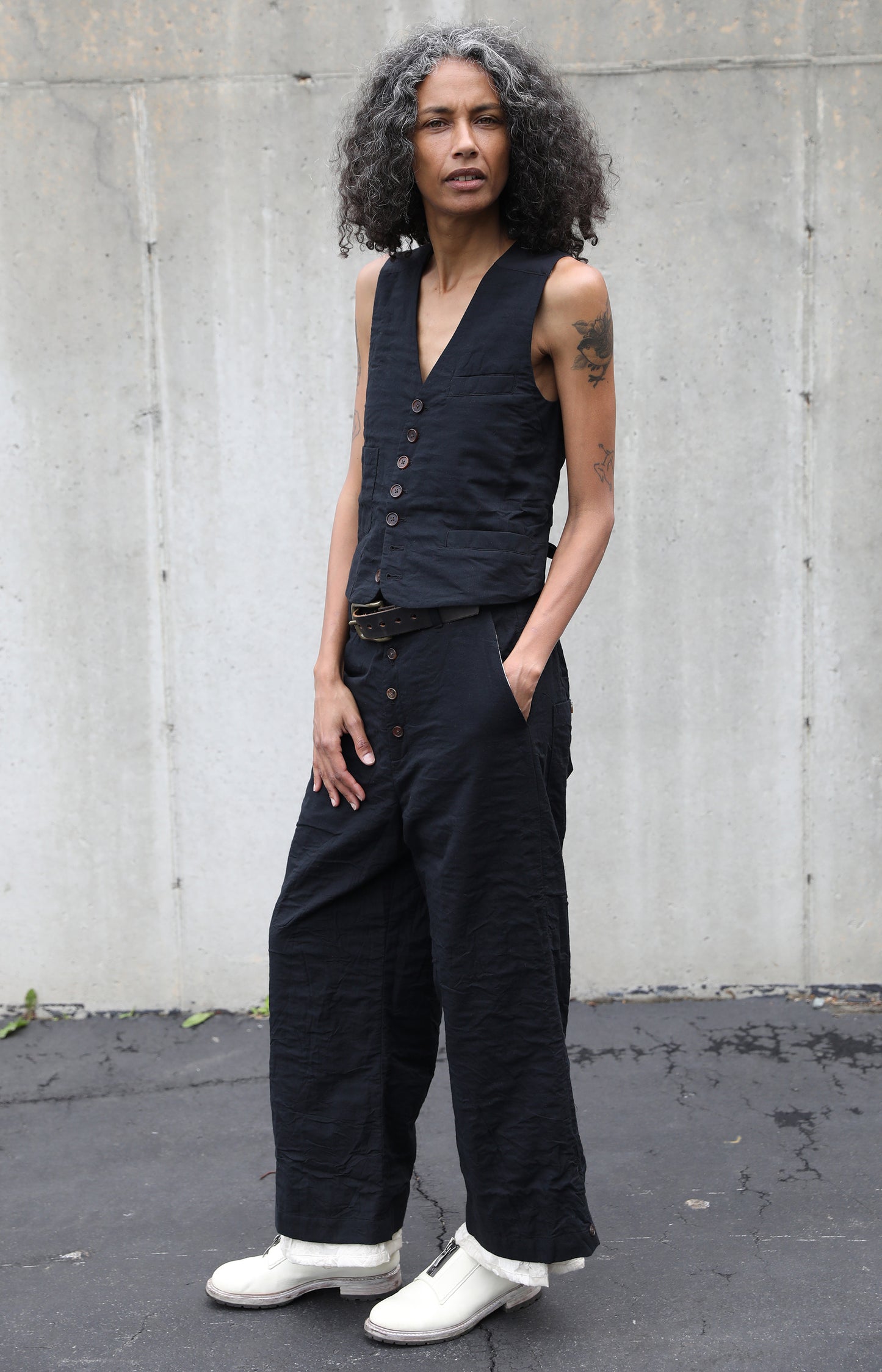 Black Cotton Summer Pants