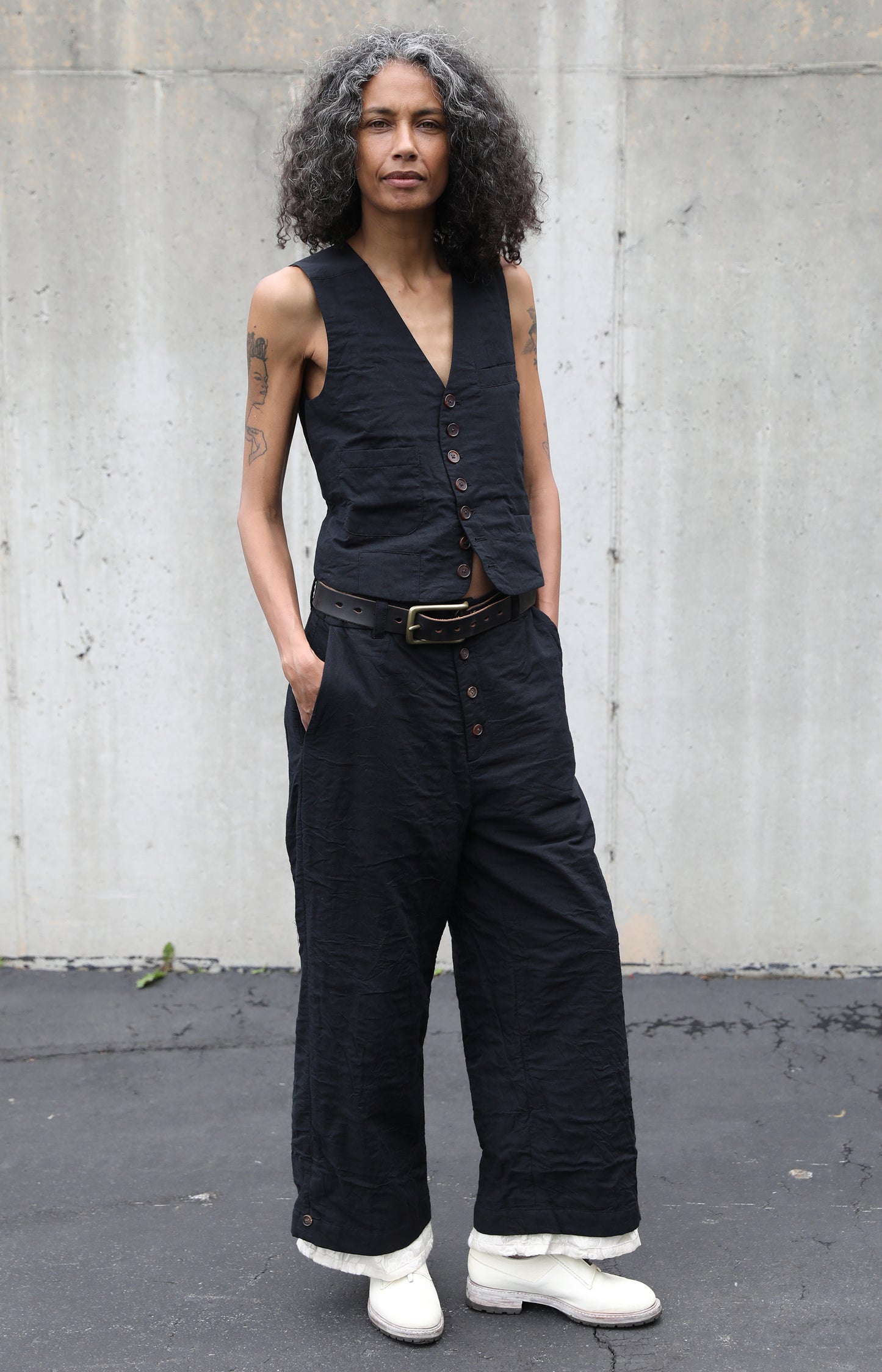 Black Cotton Summer Pants