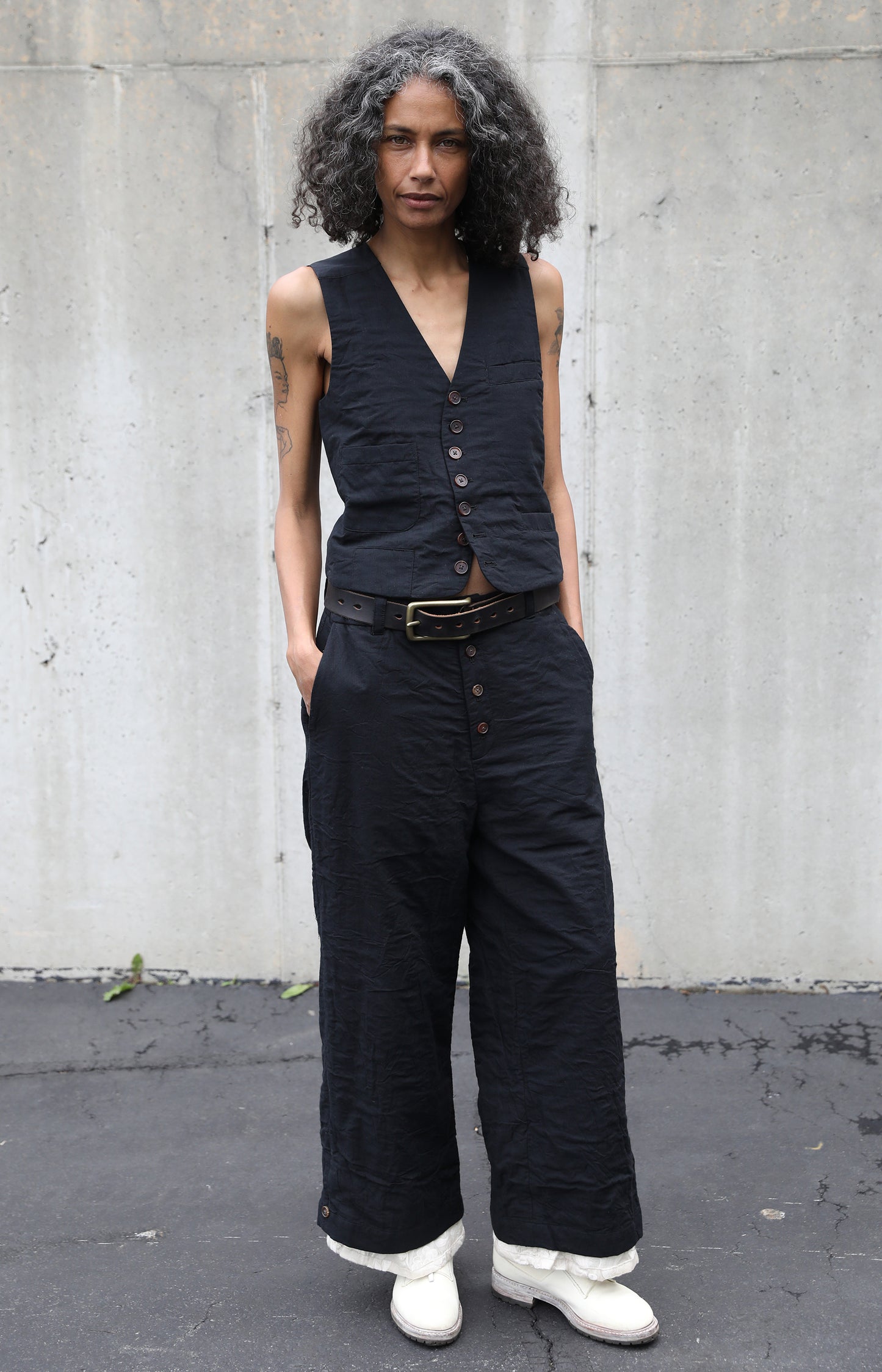 Black Cotton Summer Pants