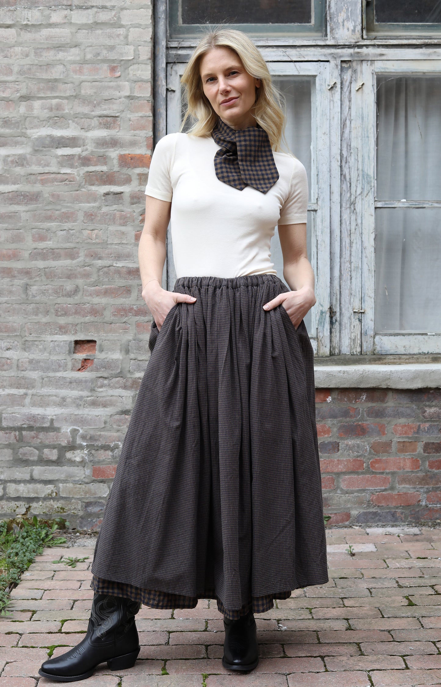 Double Layer Skirt Check Skirt
