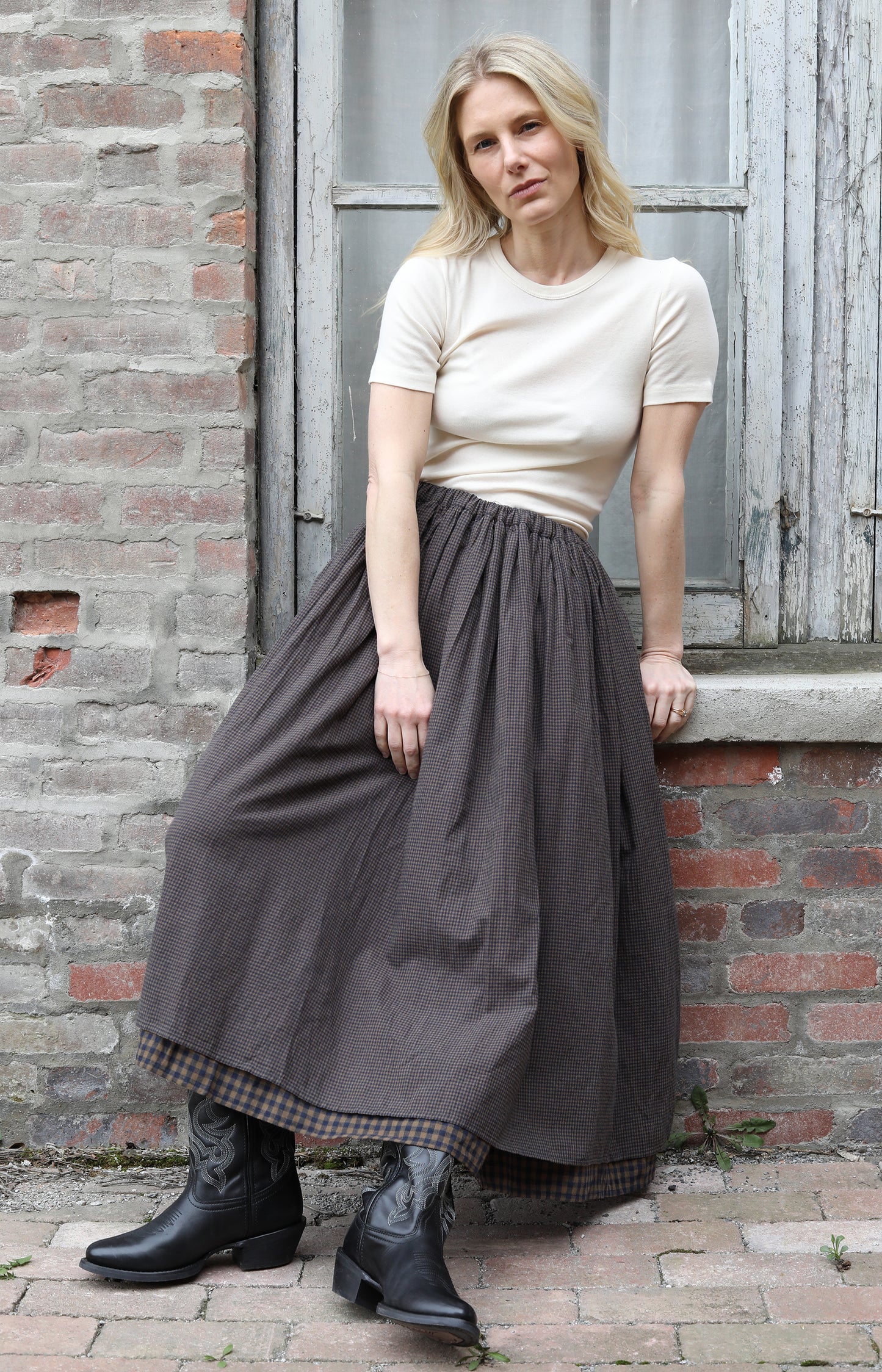 Double Layer Skirt Check Skirt