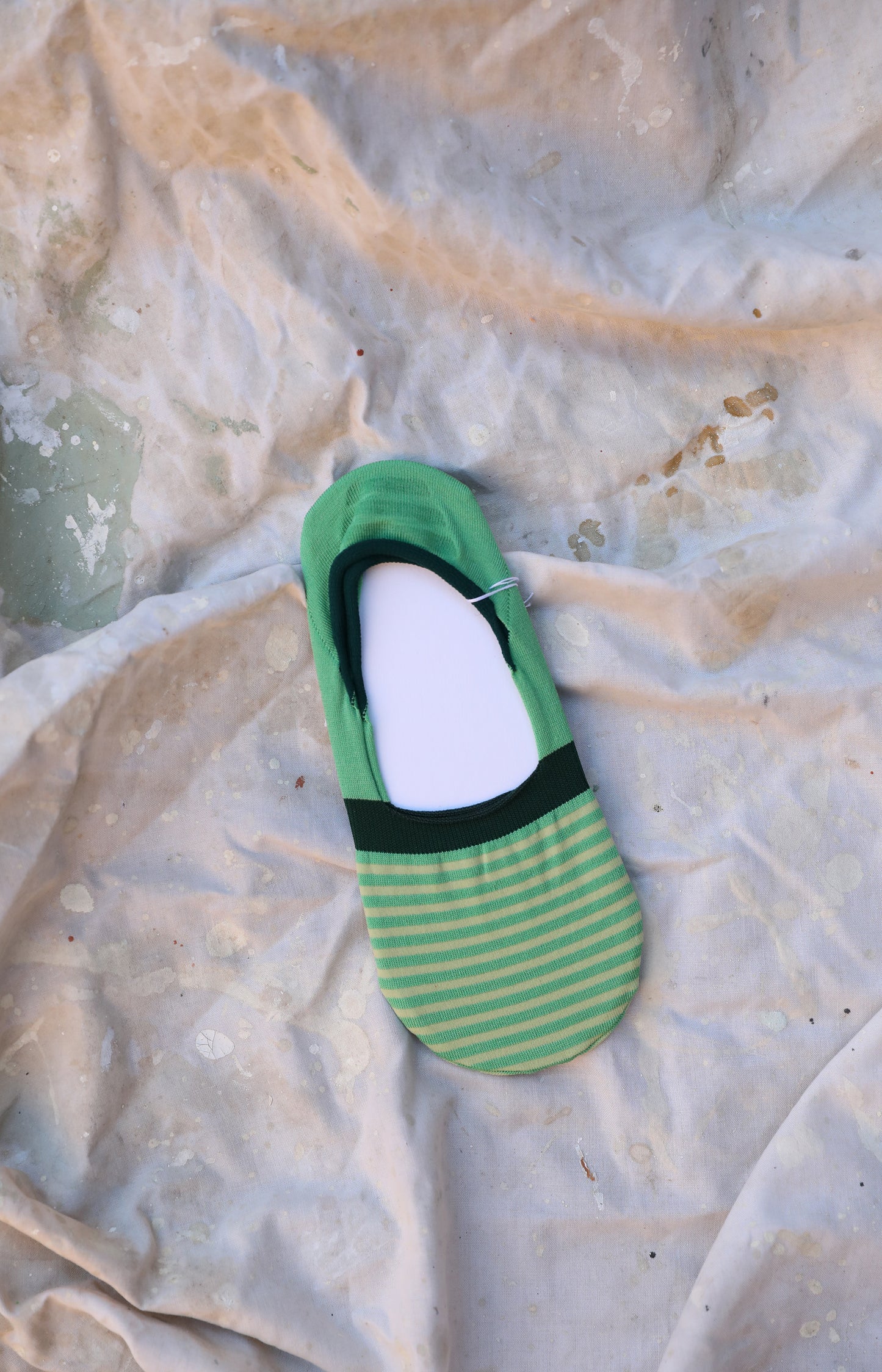Green Stripe Footie Socks