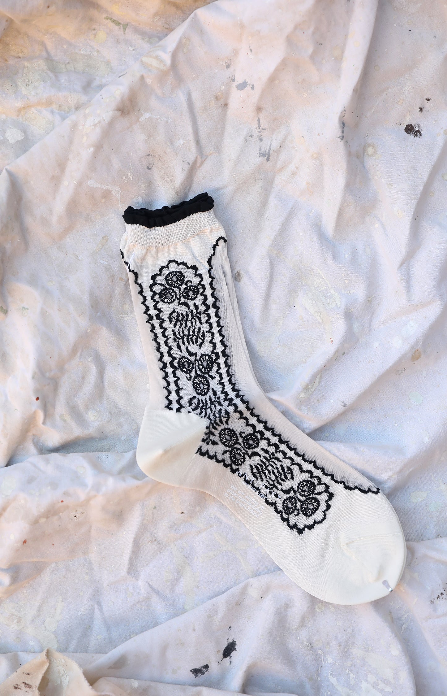 Ivory See Through Flower Socks