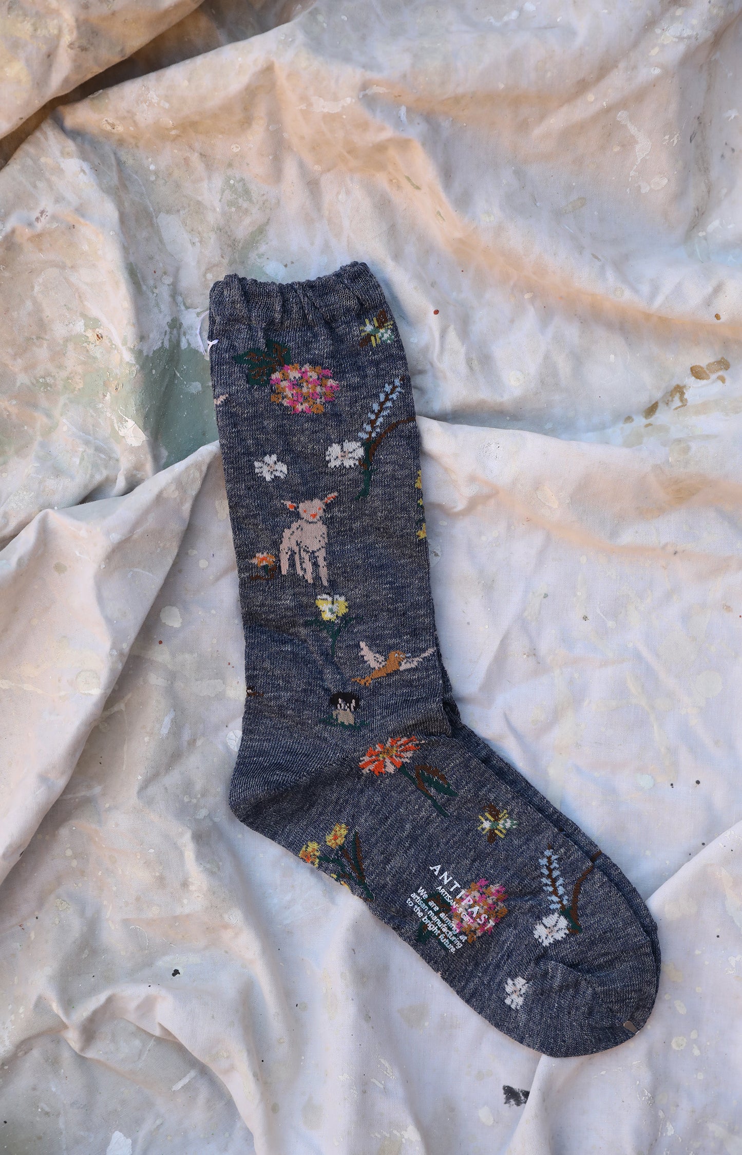 Navy Garden Flowers Socks