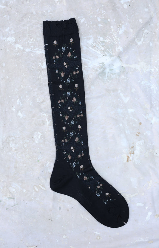 Tall Black Rose Wall Socks