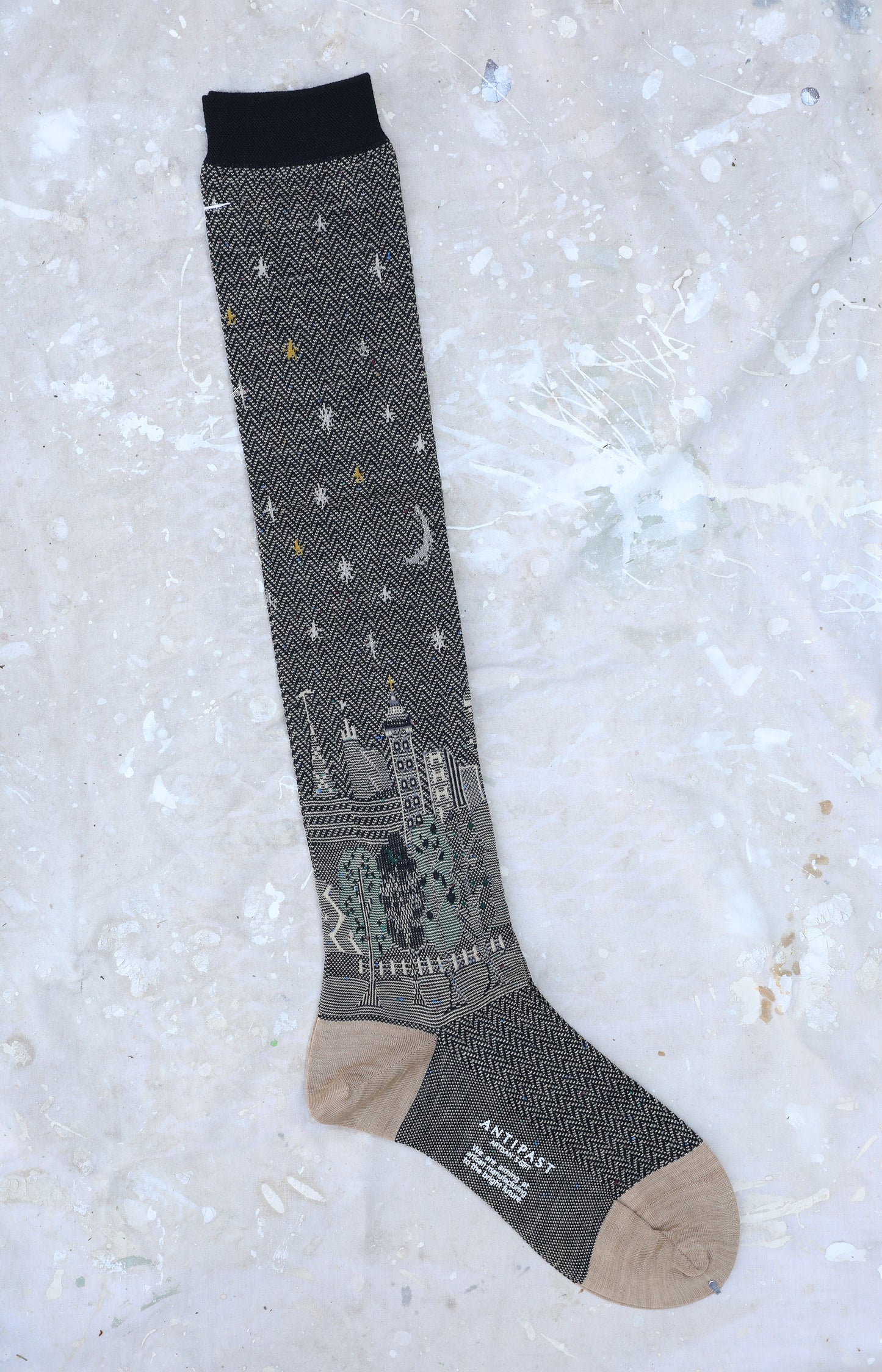 Tall Beige City Scape Socks