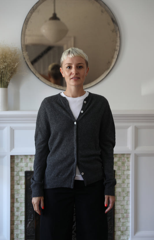 Charcoal Cashmere Cardigan